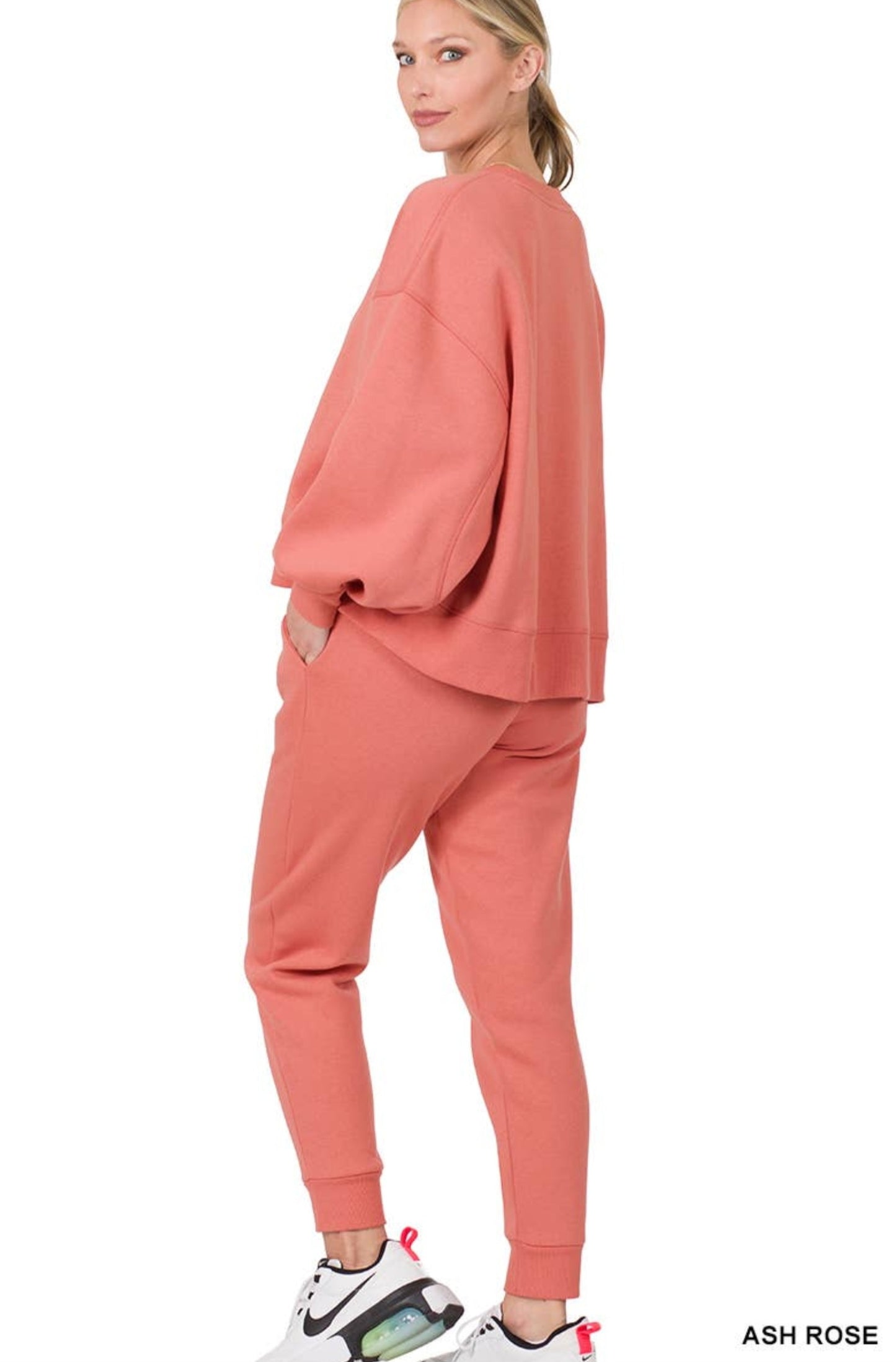 Ash Rose Baloon Sleeve Sweatsuit