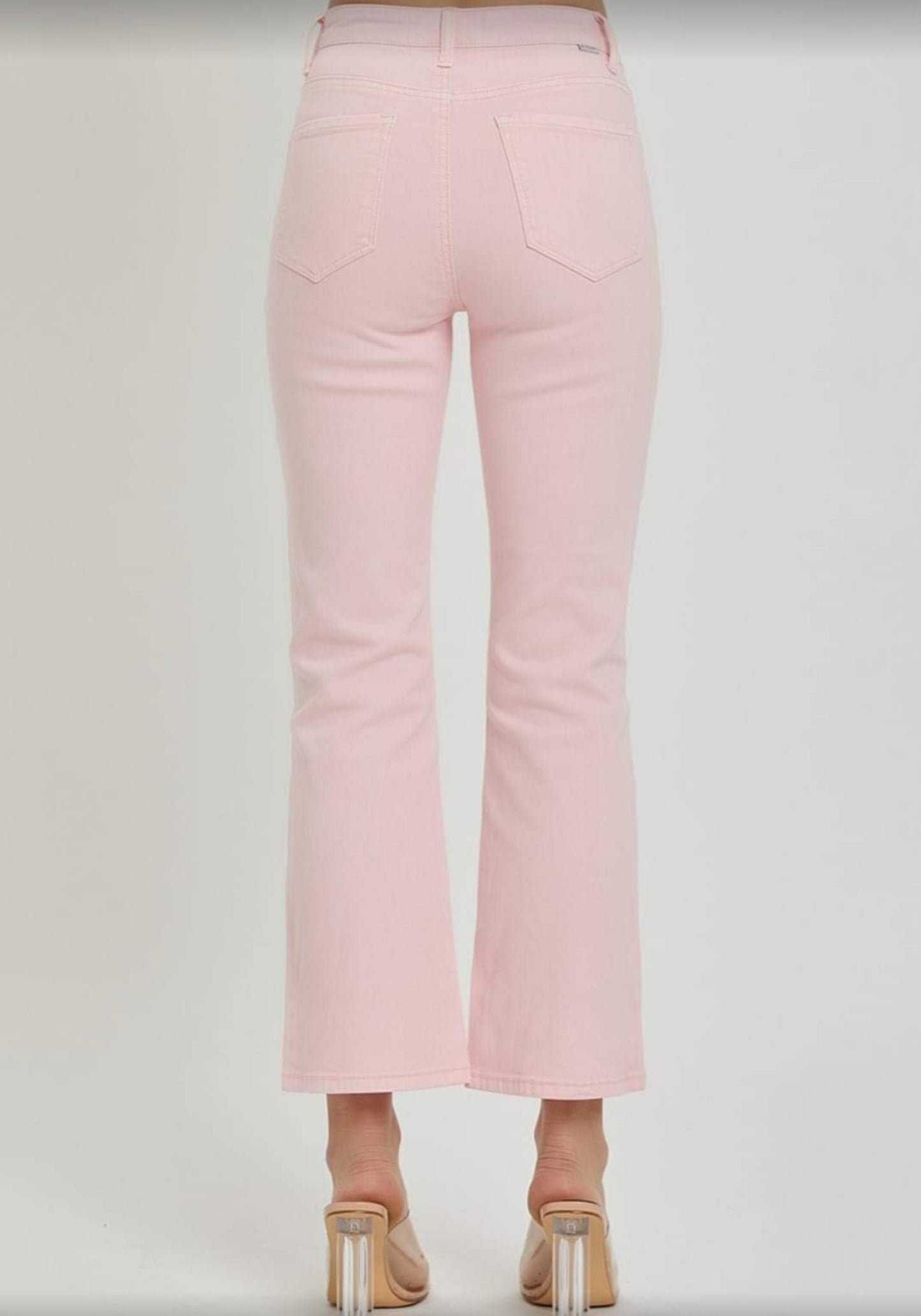 Risen Pink High Rise Distressed Straight Pants