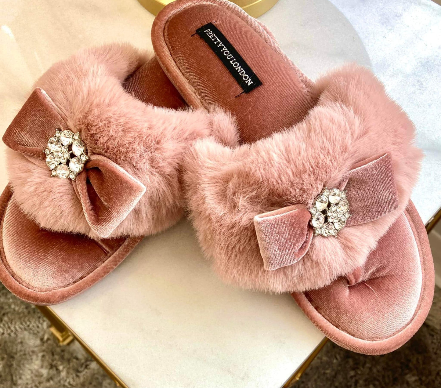 Pink Rhinestone Slippers