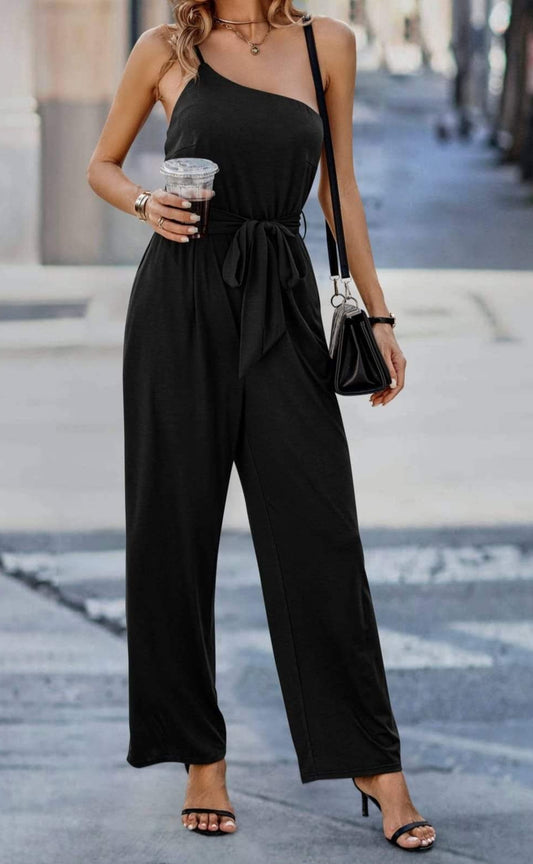 Black One Shoulder Jumpsuit