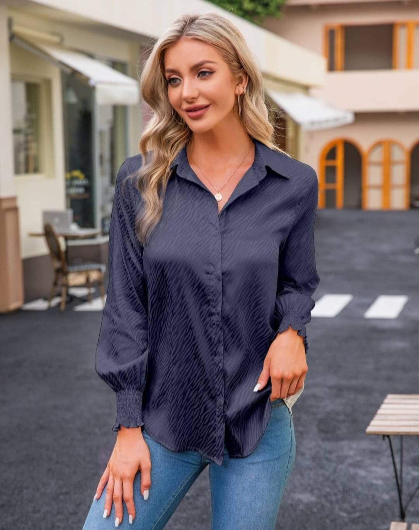 Navy Zebra Blouse