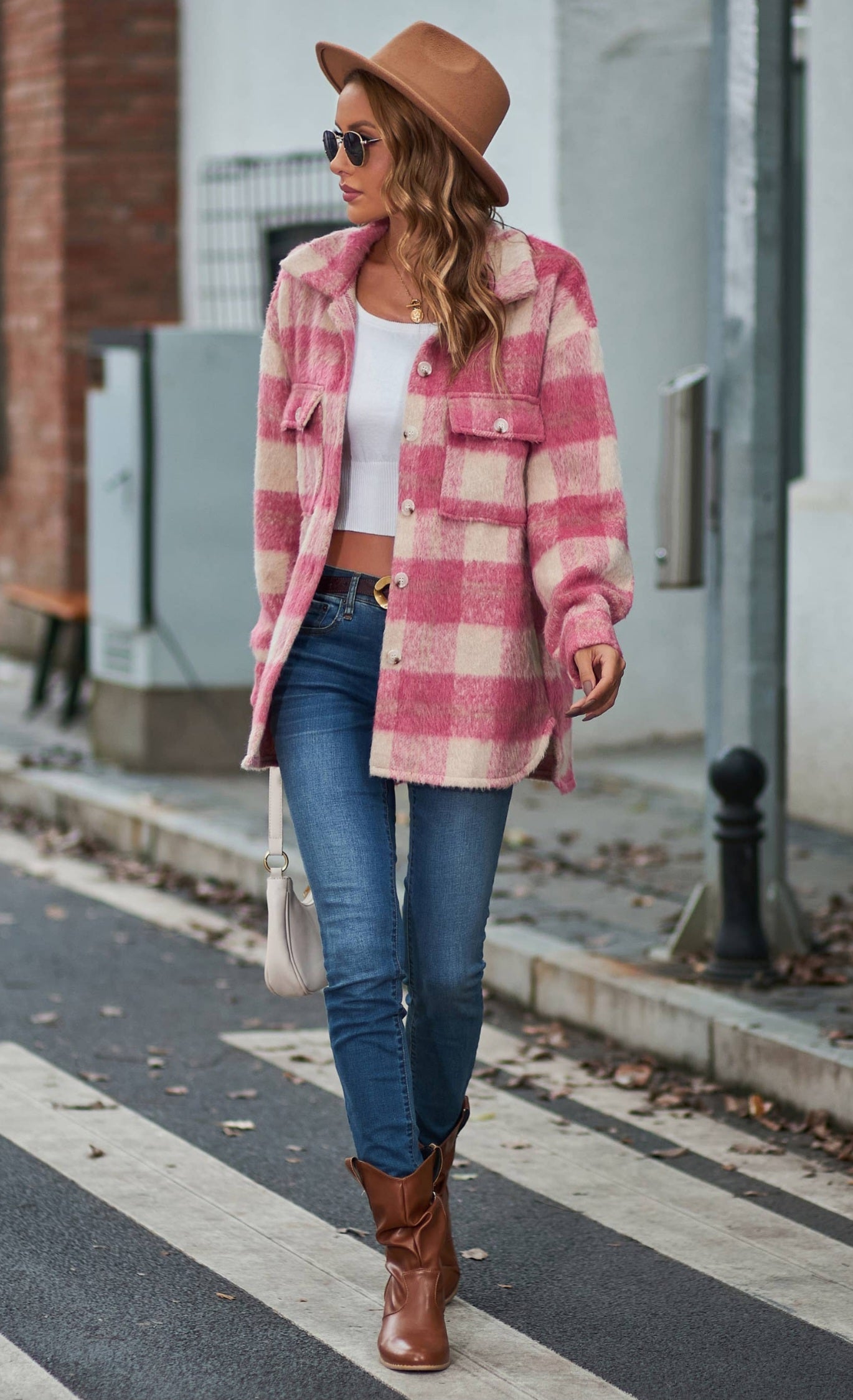 Pink Fuzzy Plaid Shacket