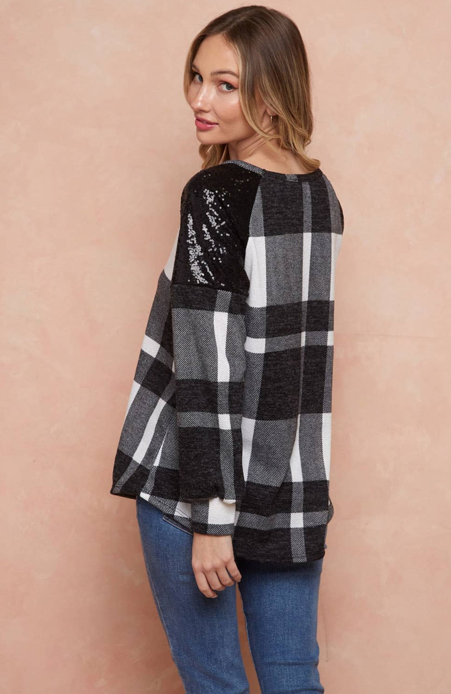 Plaid Sequin Sweatshirt