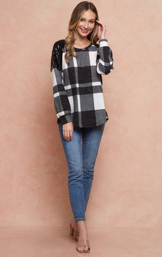 Plaid Sequin Sweatshirt