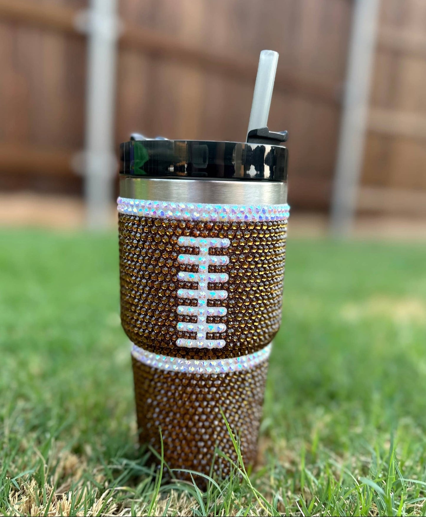 20 Oz Crystal Football Tumbler