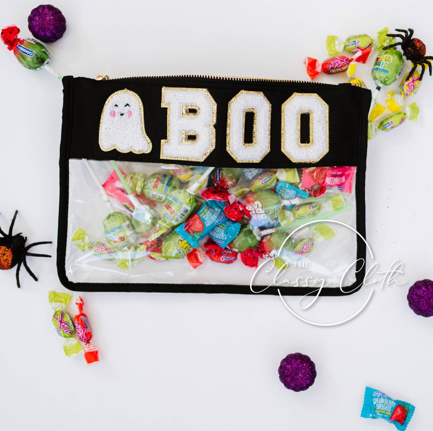 Boo Chenille Letter Clear Pouch