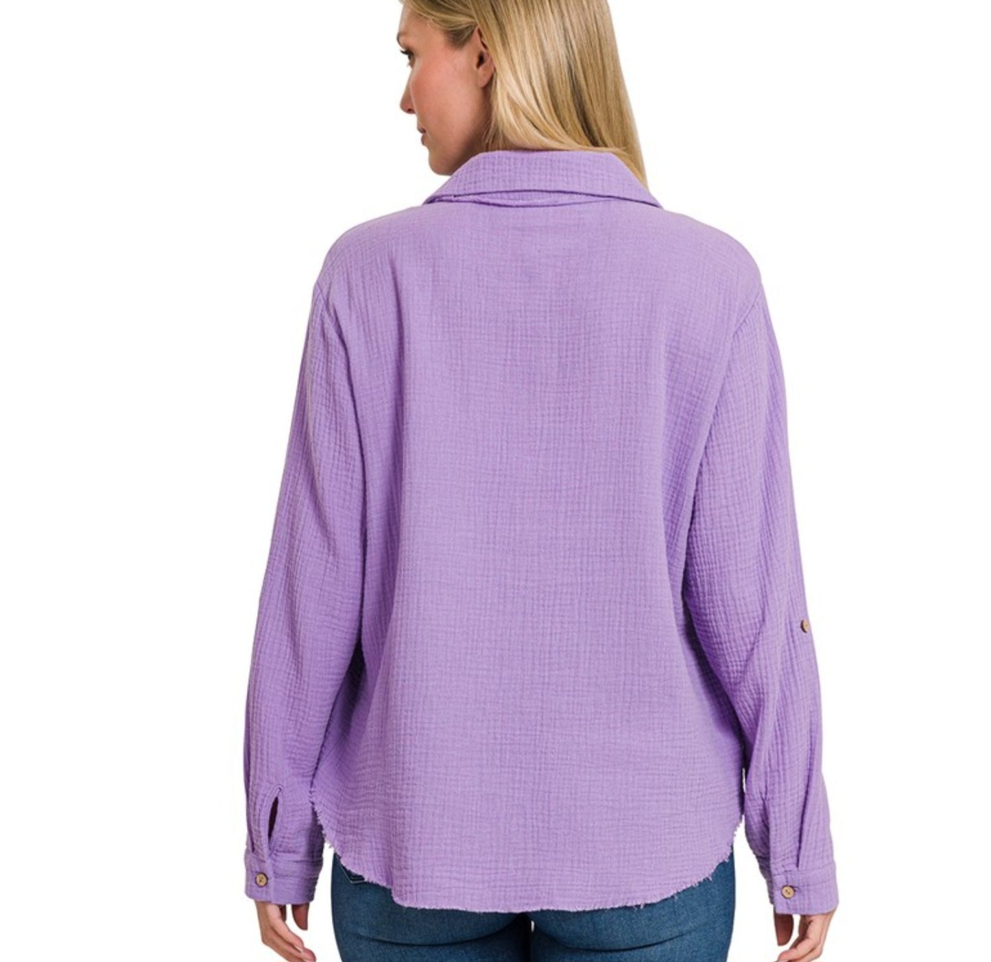 Lavender Double Gauze Button Down Shirt