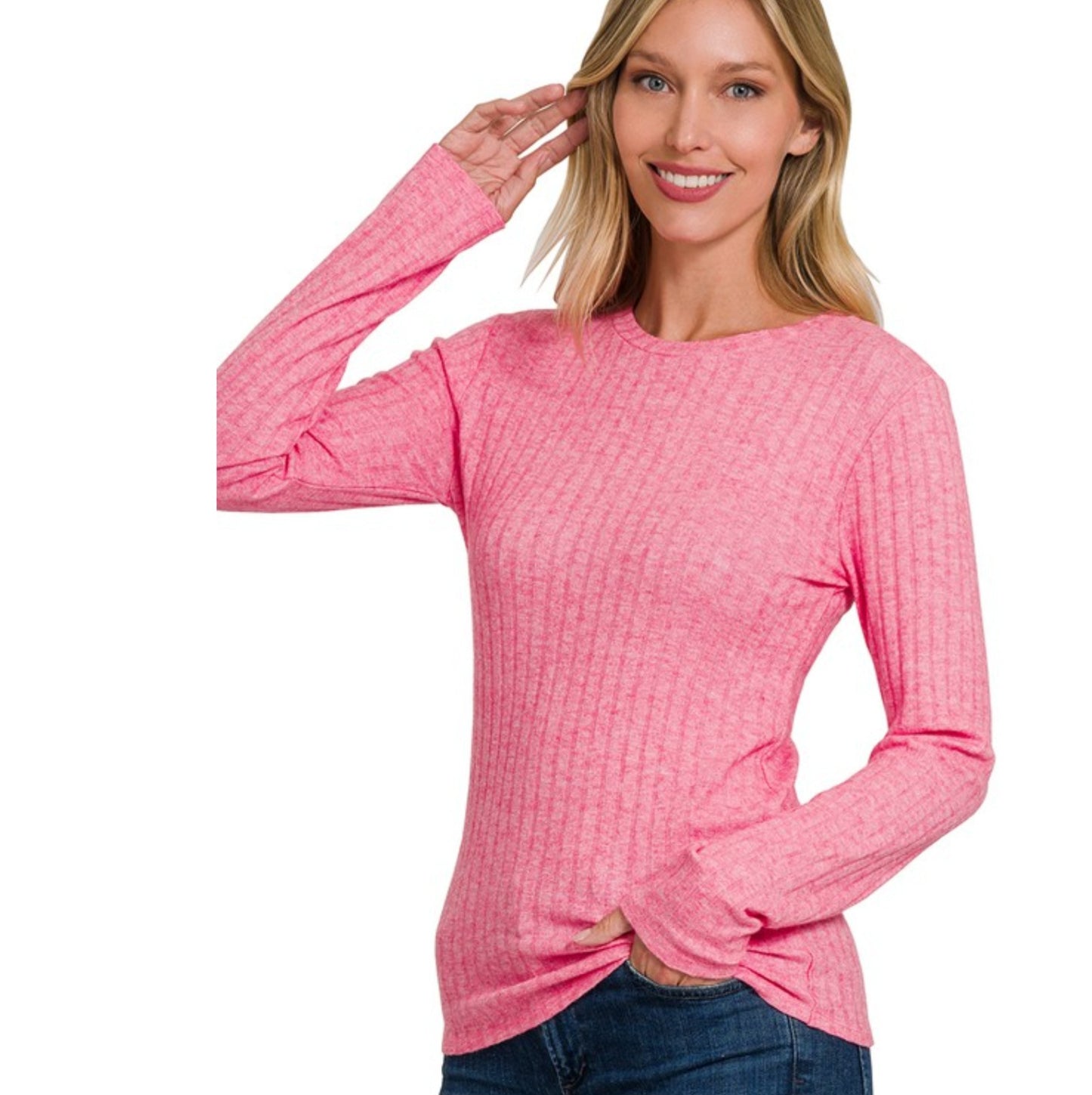 Viva Magneta Ribbed Long Sleeve Top