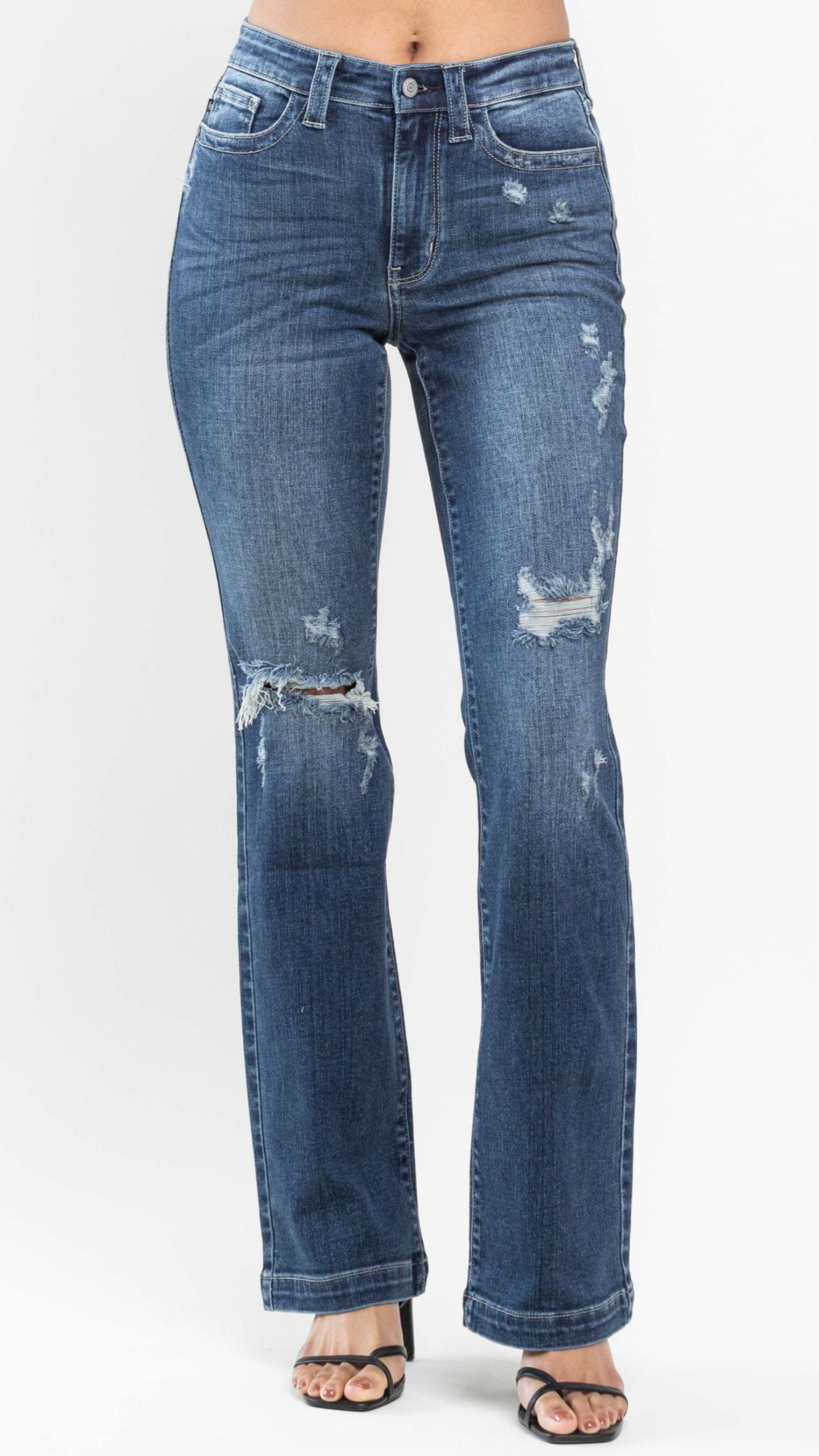 Judy Blue Midrise Hand Sand & Destroy Bootcut