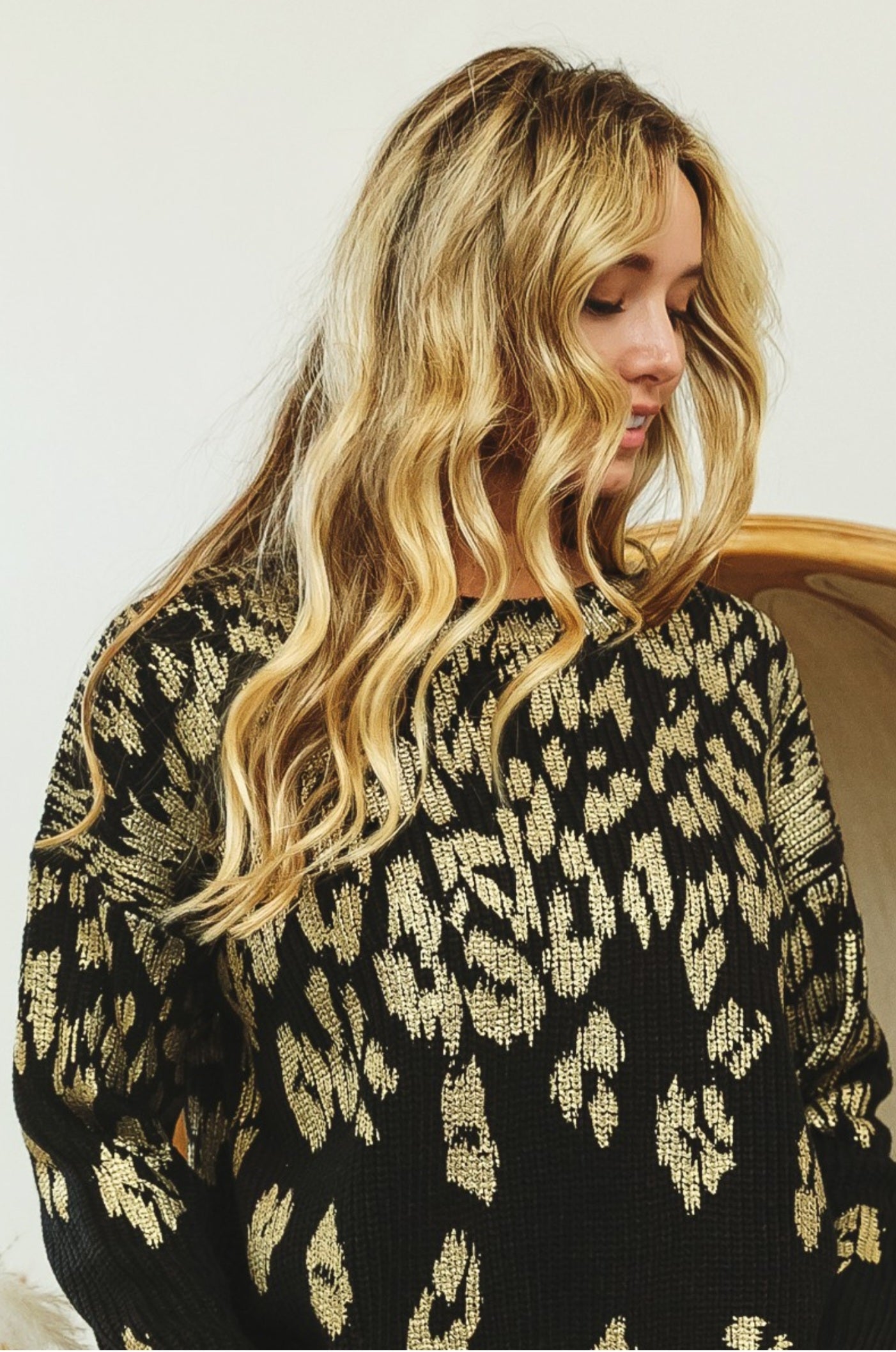 Metallic Leopard Pattern Sweater