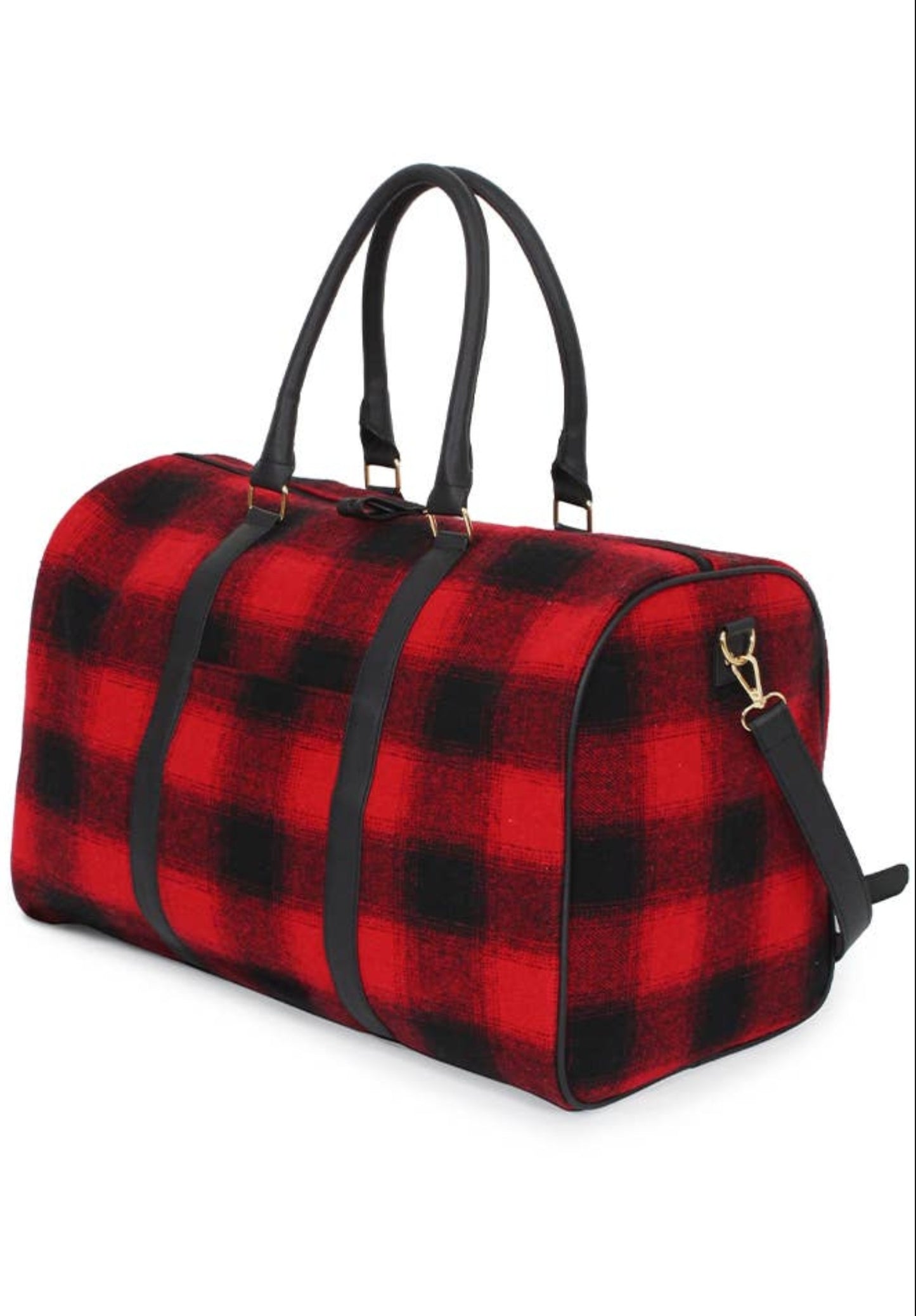 Red/Black Buffalo Pattern Crossbody Duffel Bag