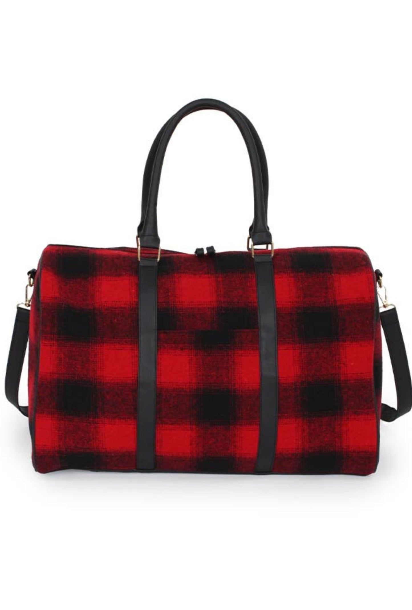 Red/Black Buffalo Pattern Crossbody Duffel Bag