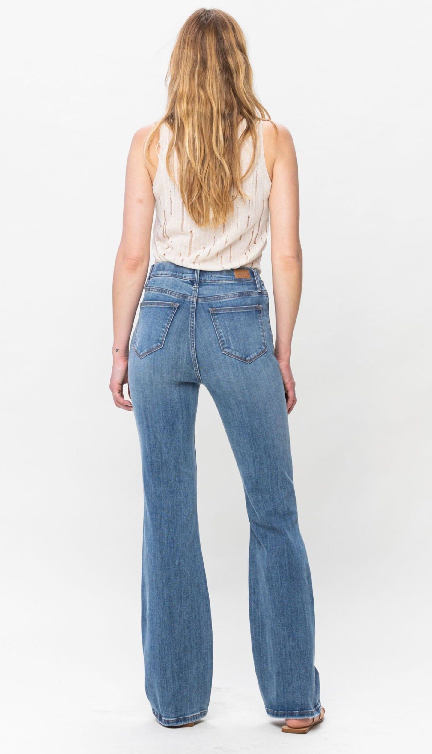 High Waist Elastic Waistband Pullon Slim Bootcut