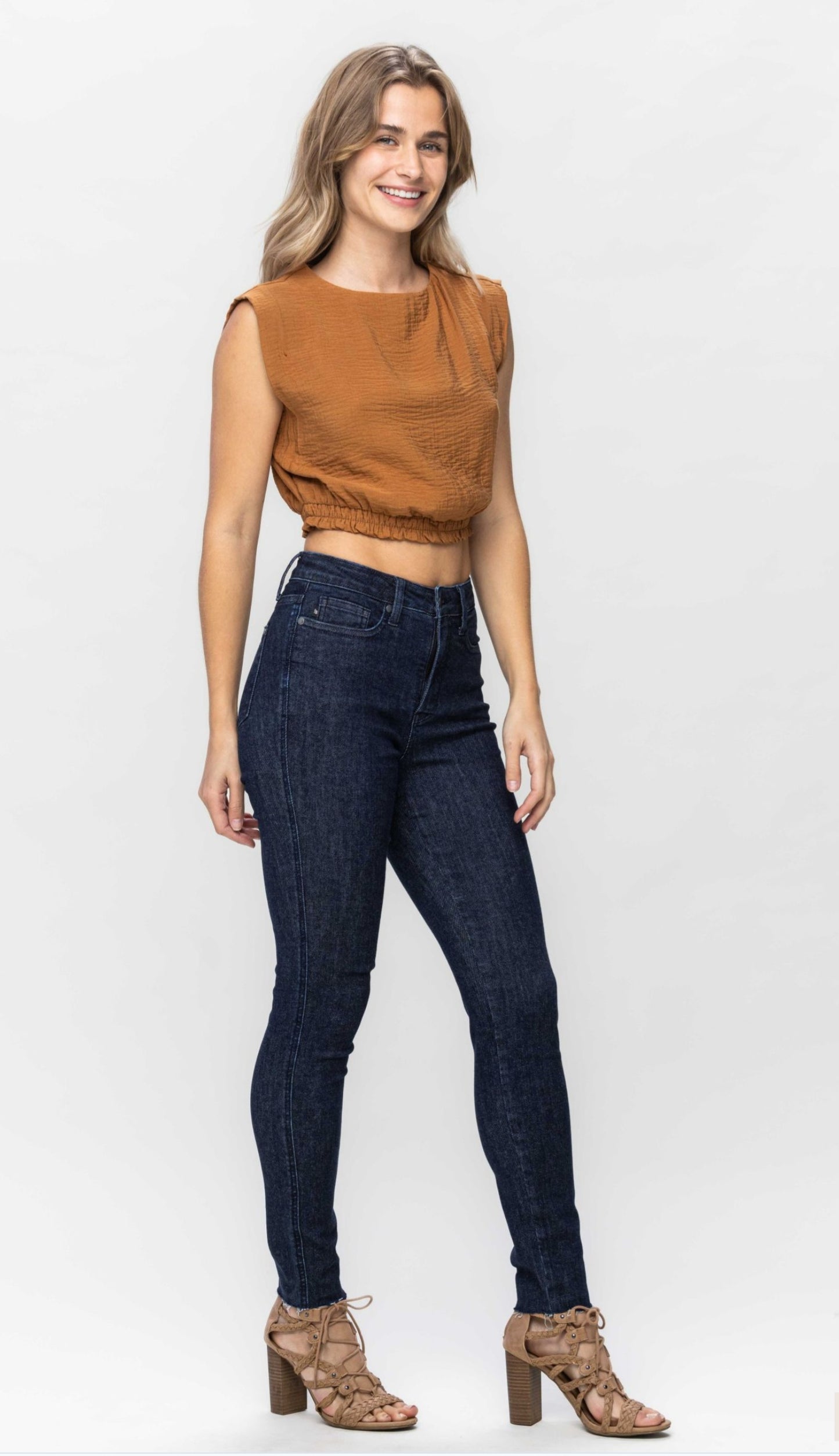 Judy Blue High Waist Control Top Raw Hem Skinny