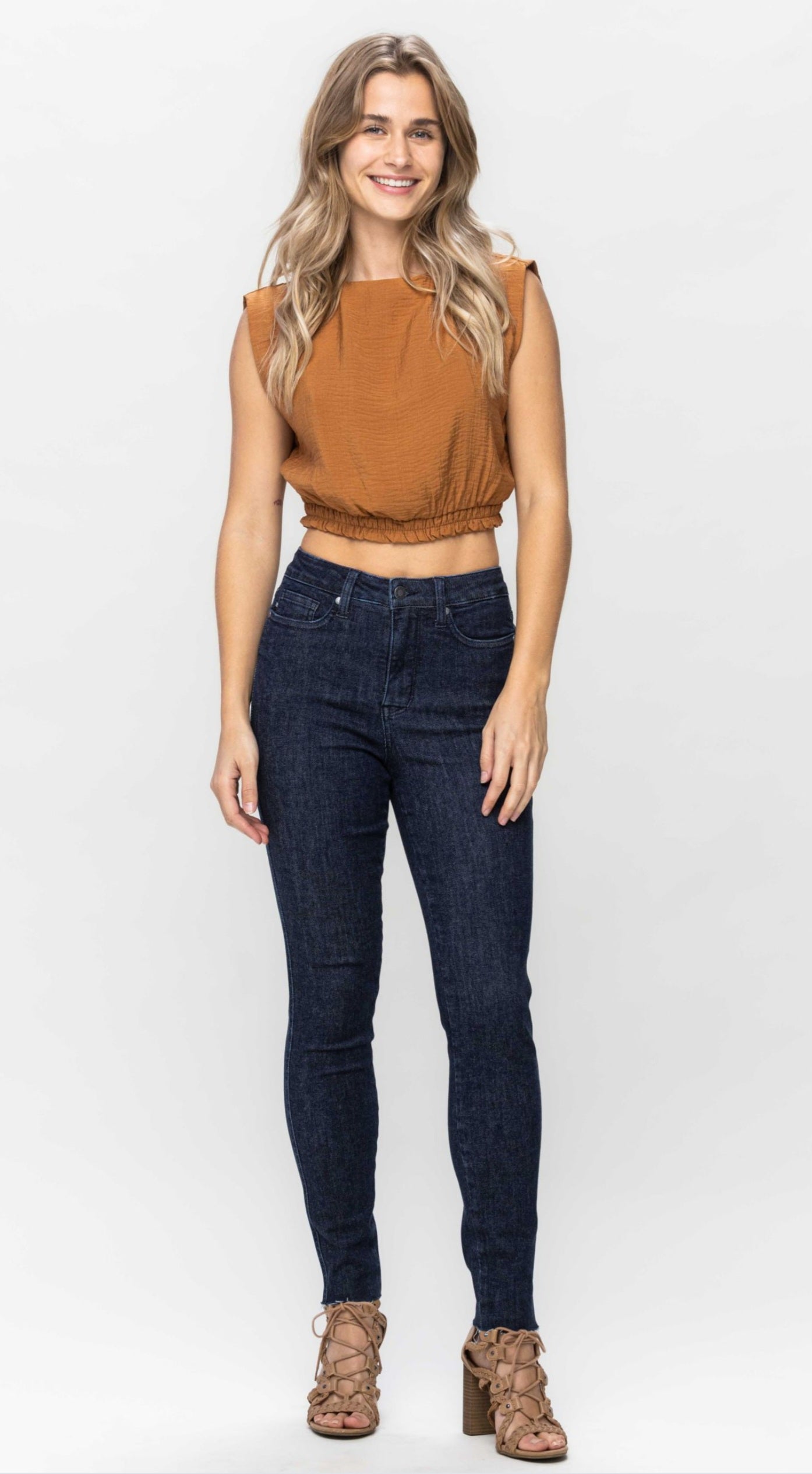 Judy Blue High Waist Control Top Raw Hem Skinny