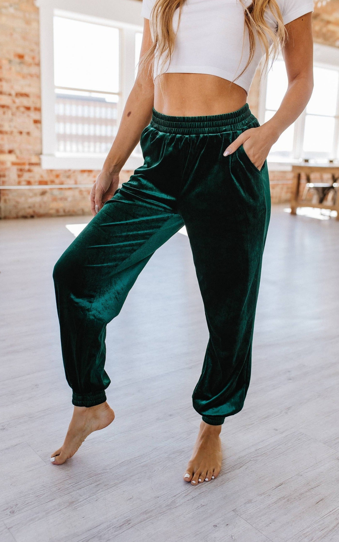 Green Vintage Velvet Joggers