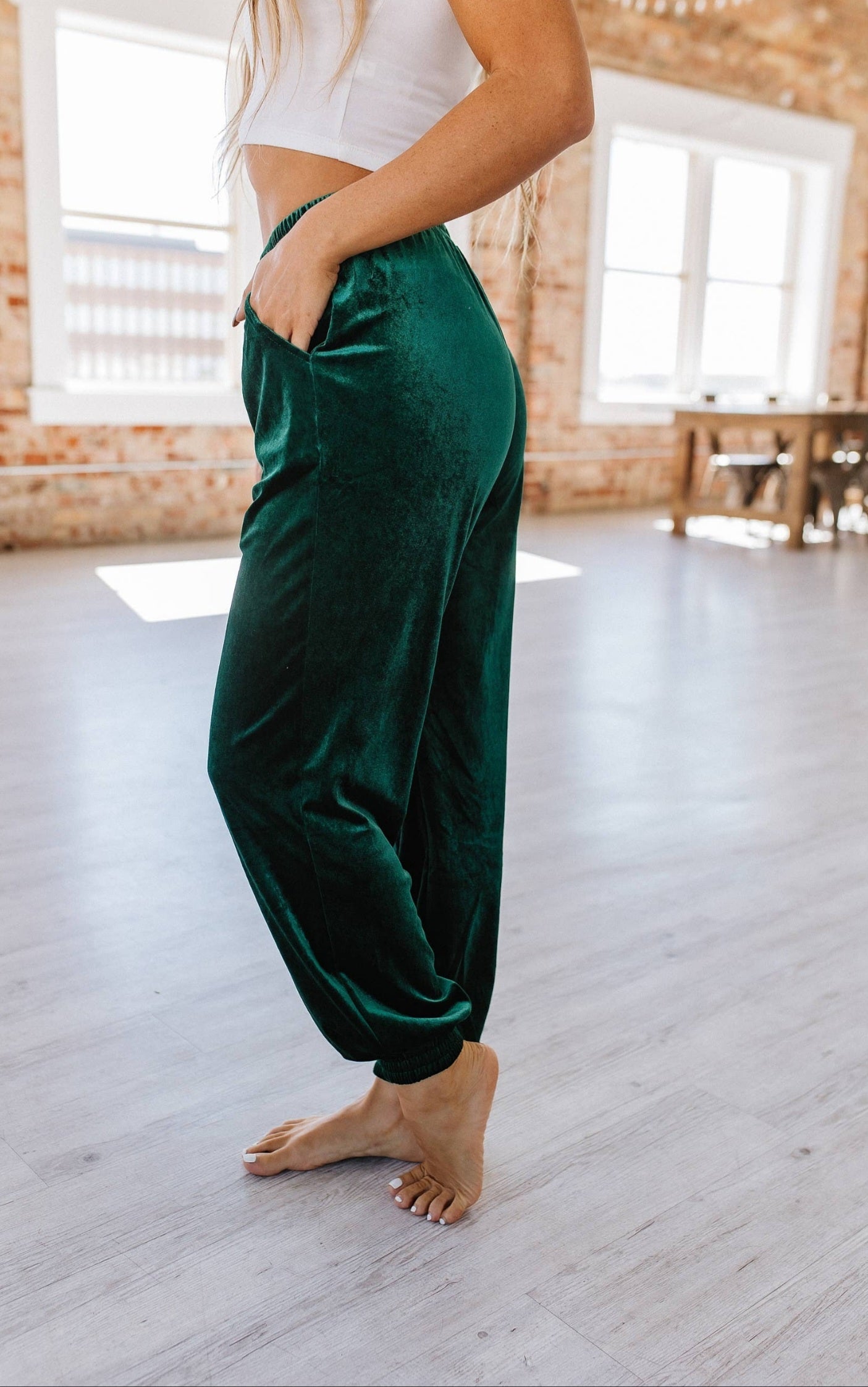 Green Vintage Velvet Joggers