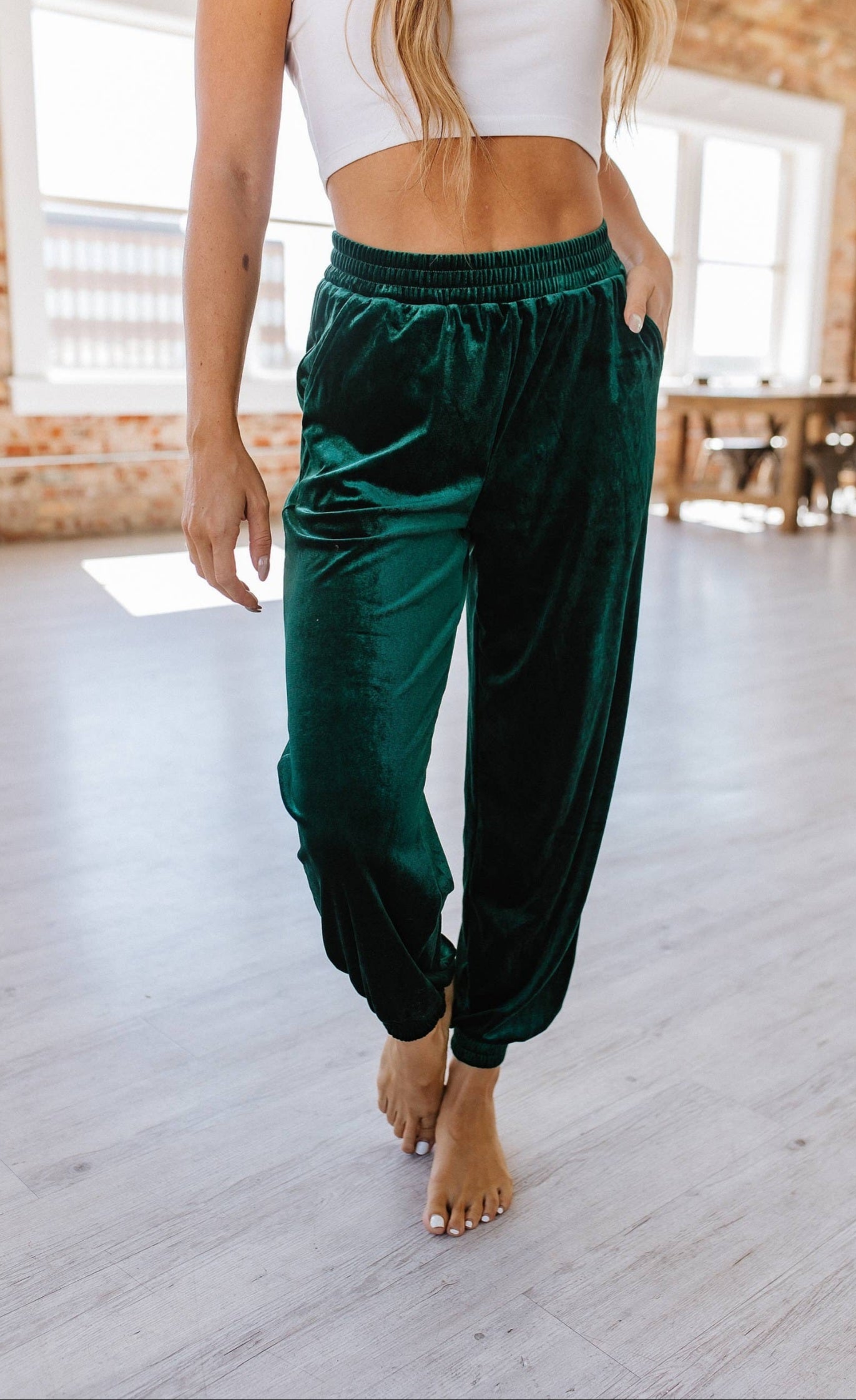 Green Vintage Velvet Joggers