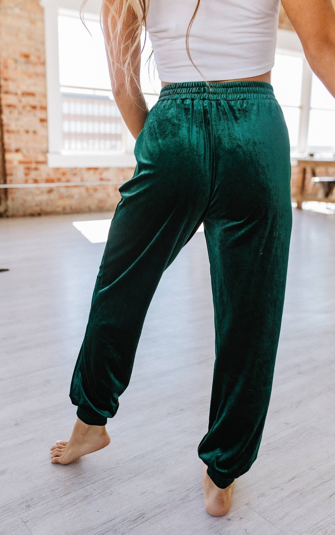 Green Vintage Velvet Joggers