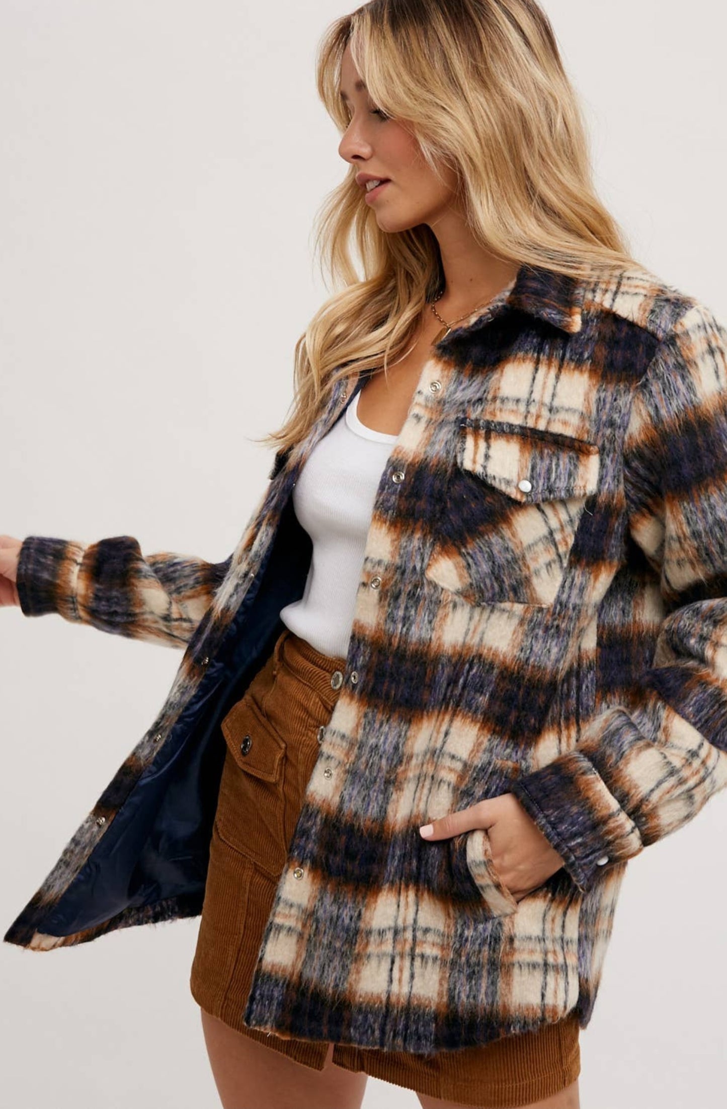 Brushed Fiber Plaid Shacket