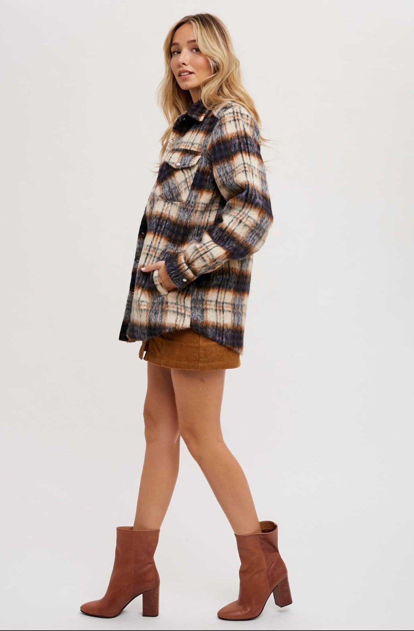 Brushed Fiber Plaid Shacket