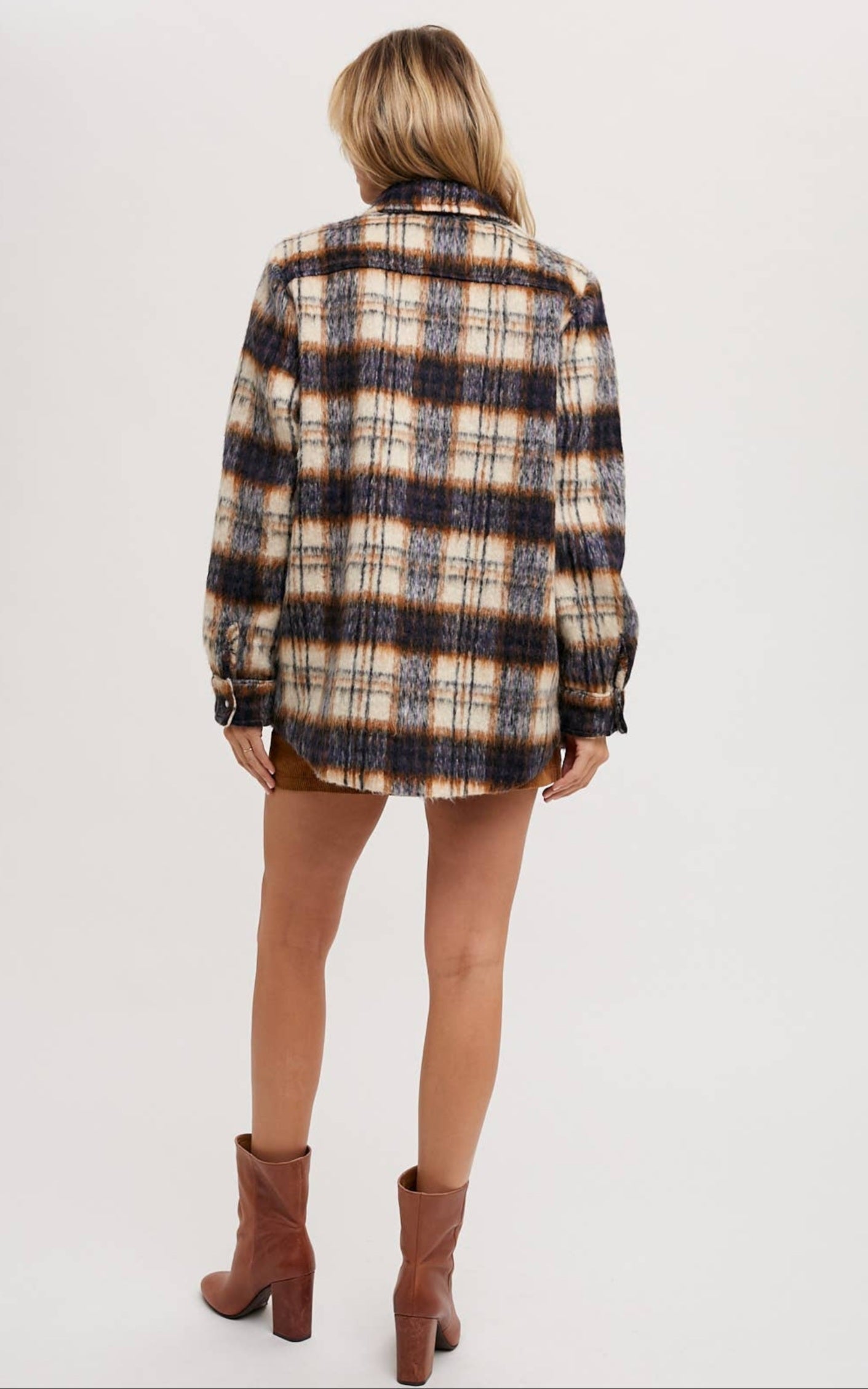 Brushed Fiber Plaid Shacket