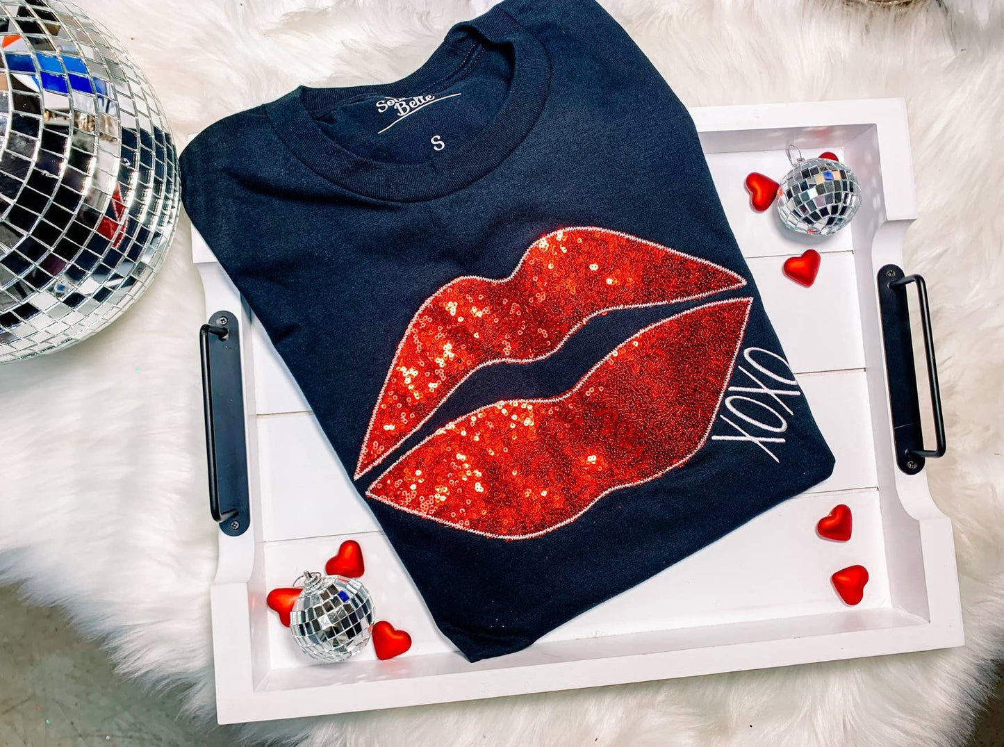 Valentine Lips Sequined Embroidered Sweatshirt