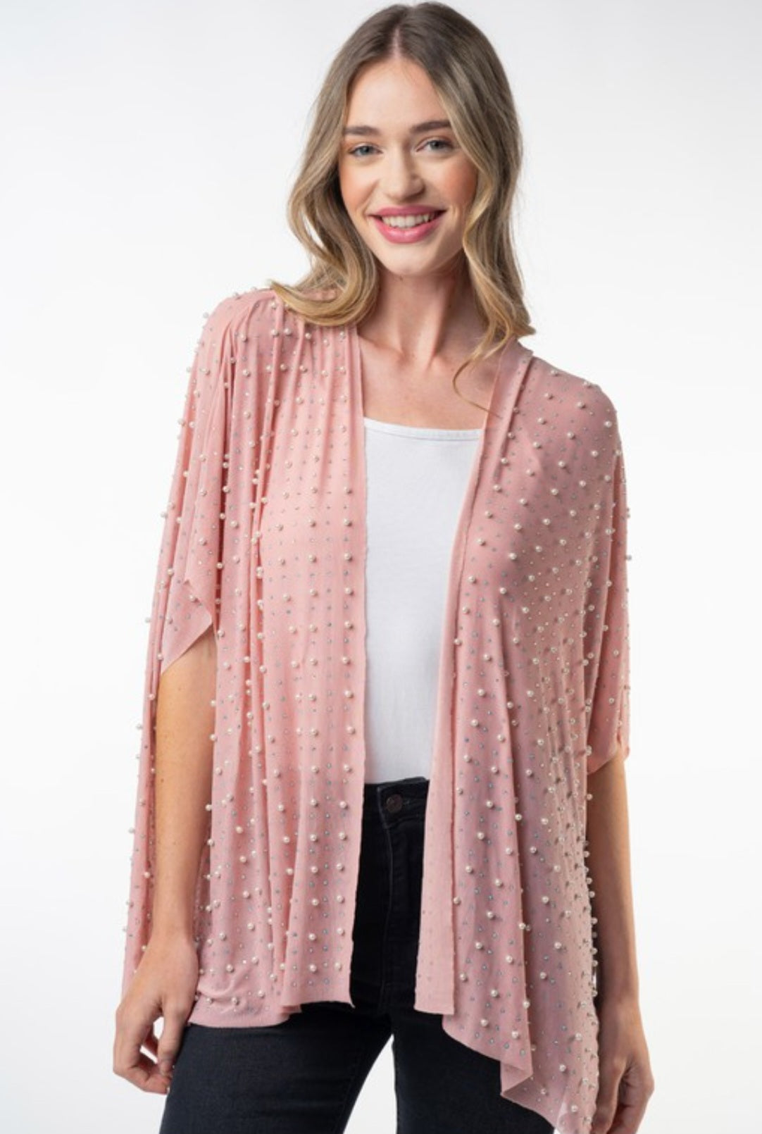 Mauve 3/4 Length Metalic Cardigan