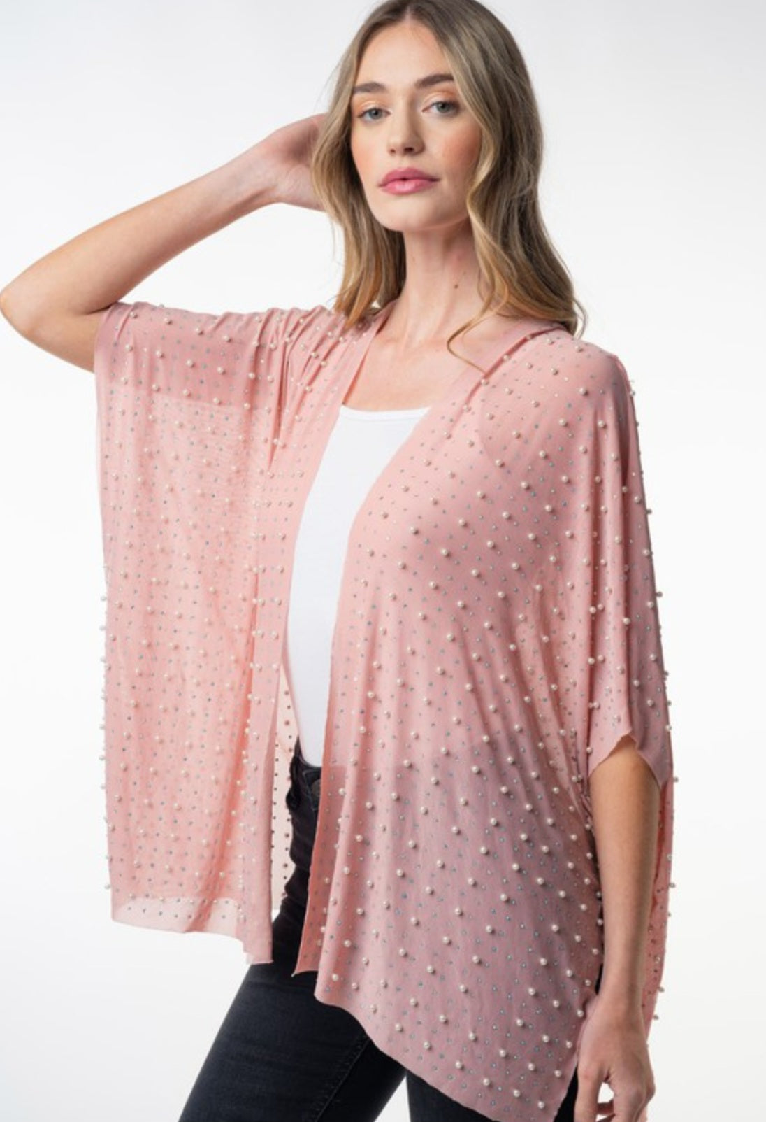 Mauve 3/4 Length Metalic Cardigan