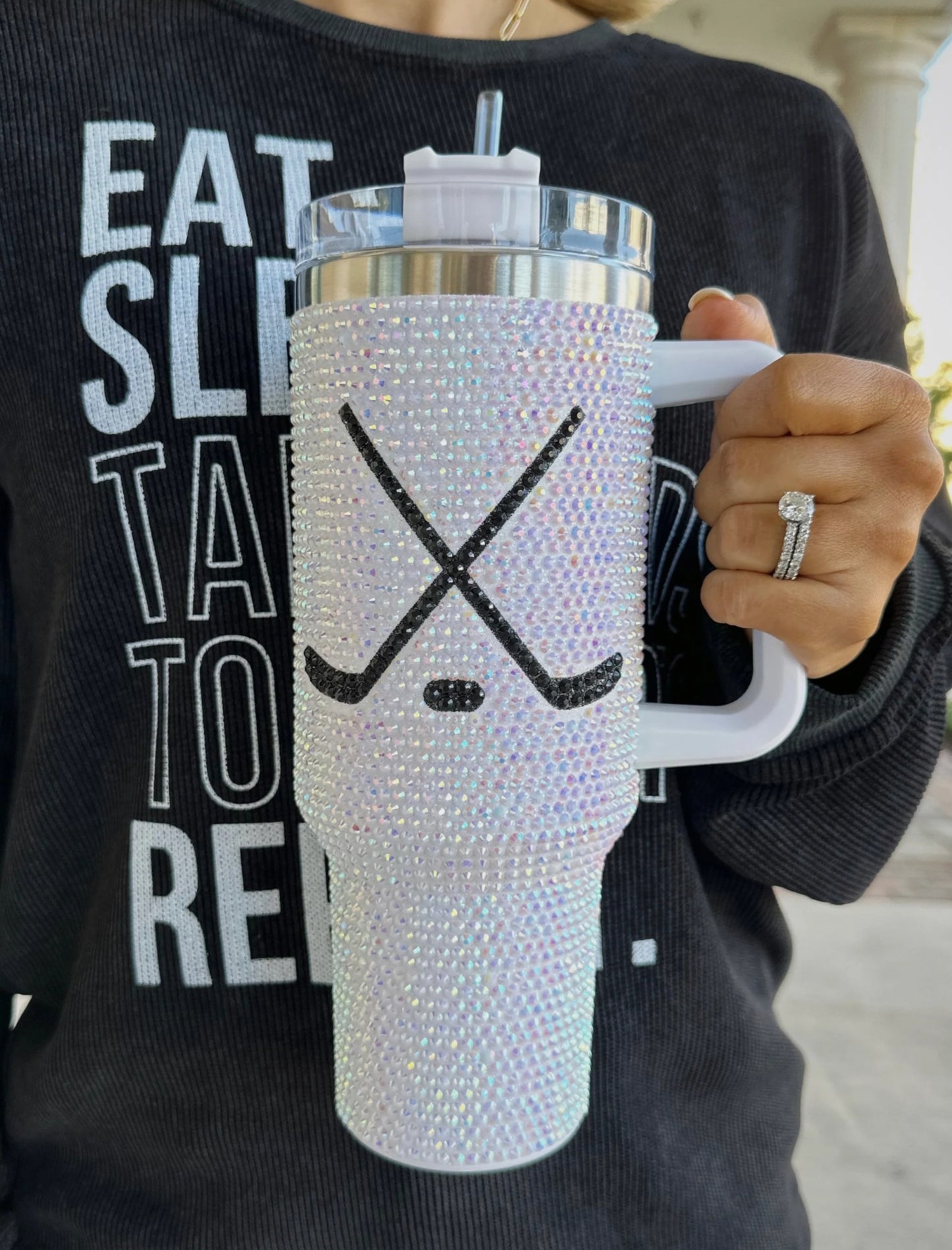 Hockey Rhinestone Tumbler