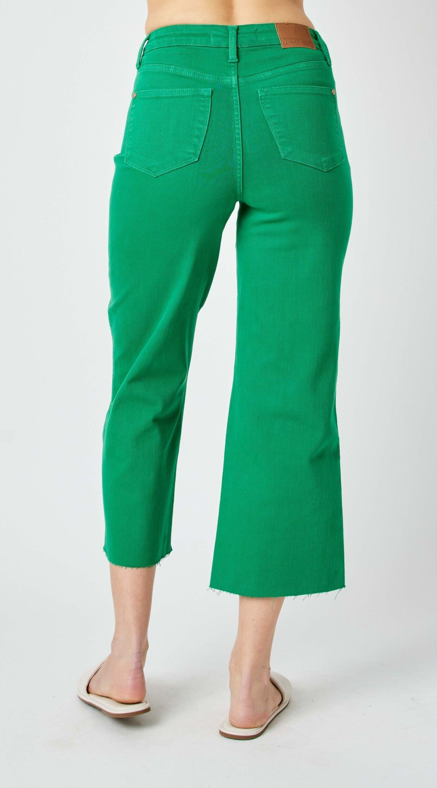 Judy Blues High Waist Kelly Green Tummy Control Crop Wide Leg