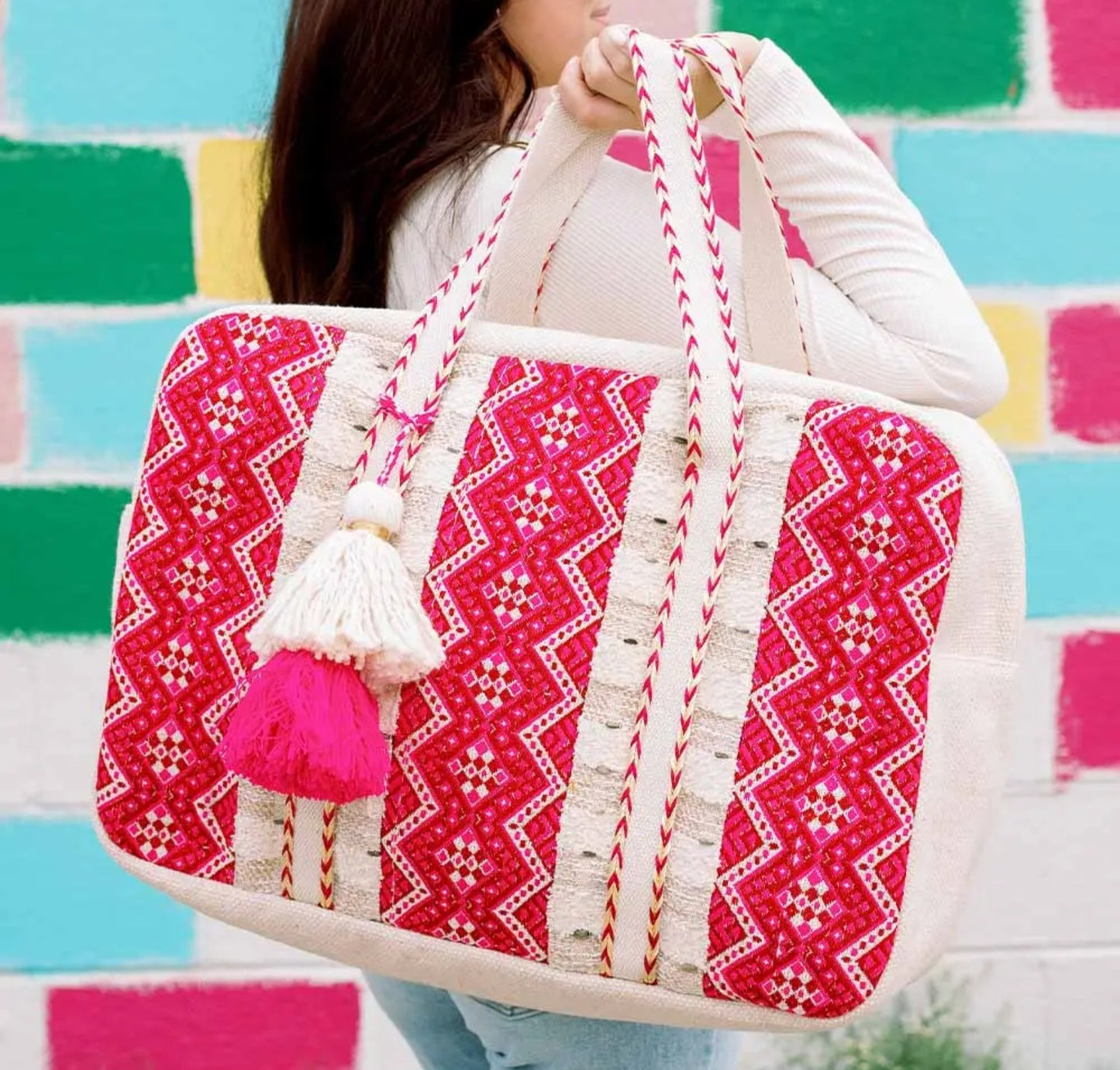 Magenta Zig Zagged Weekender Bag