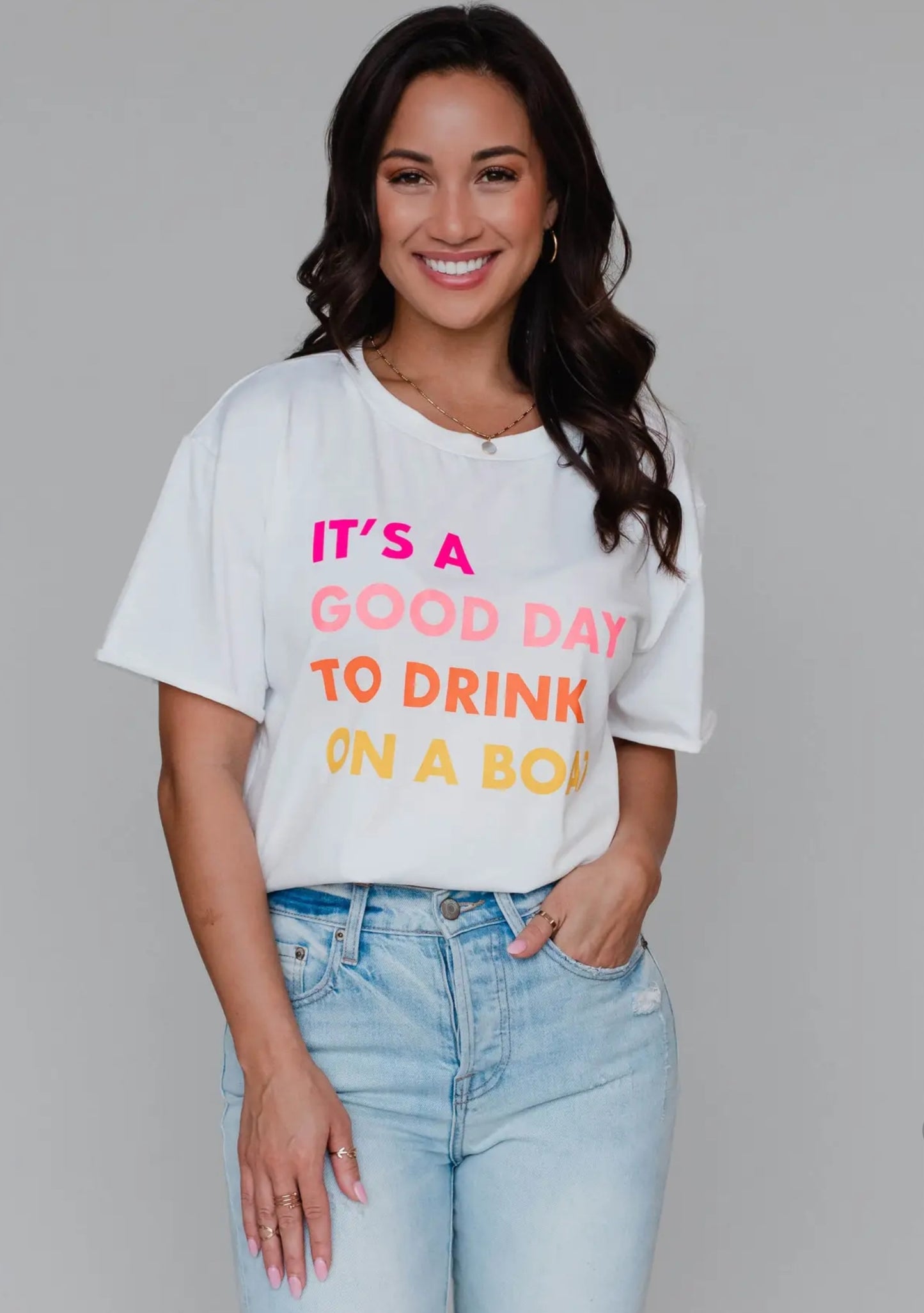 White Drink On A Boat Tee