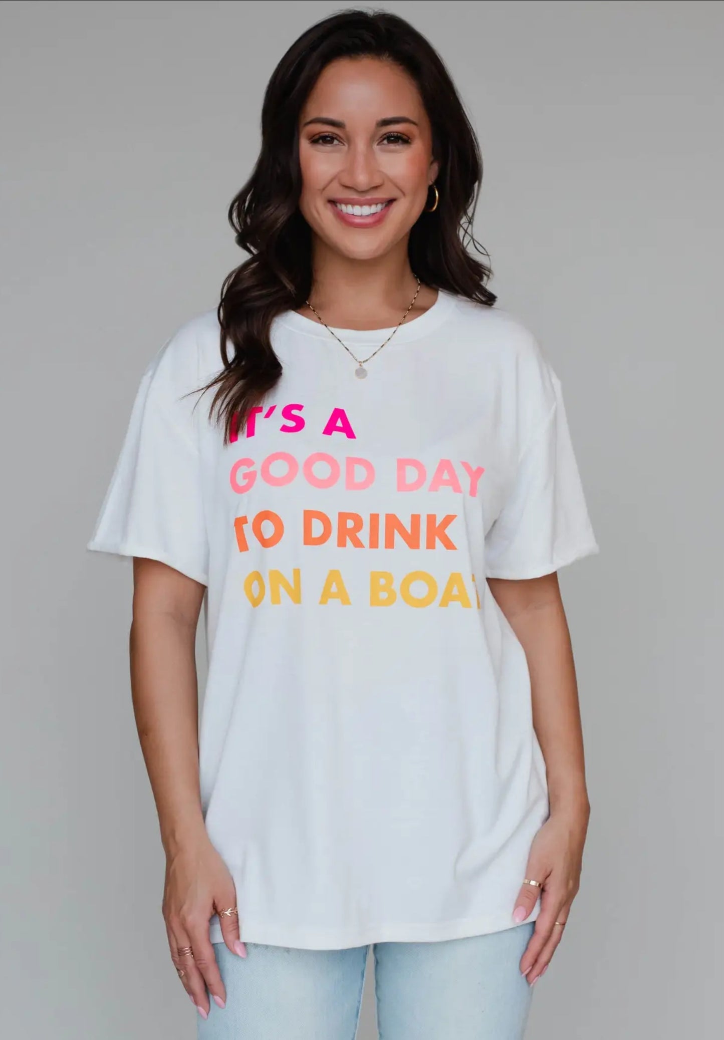 White Drink On A Boat Tee