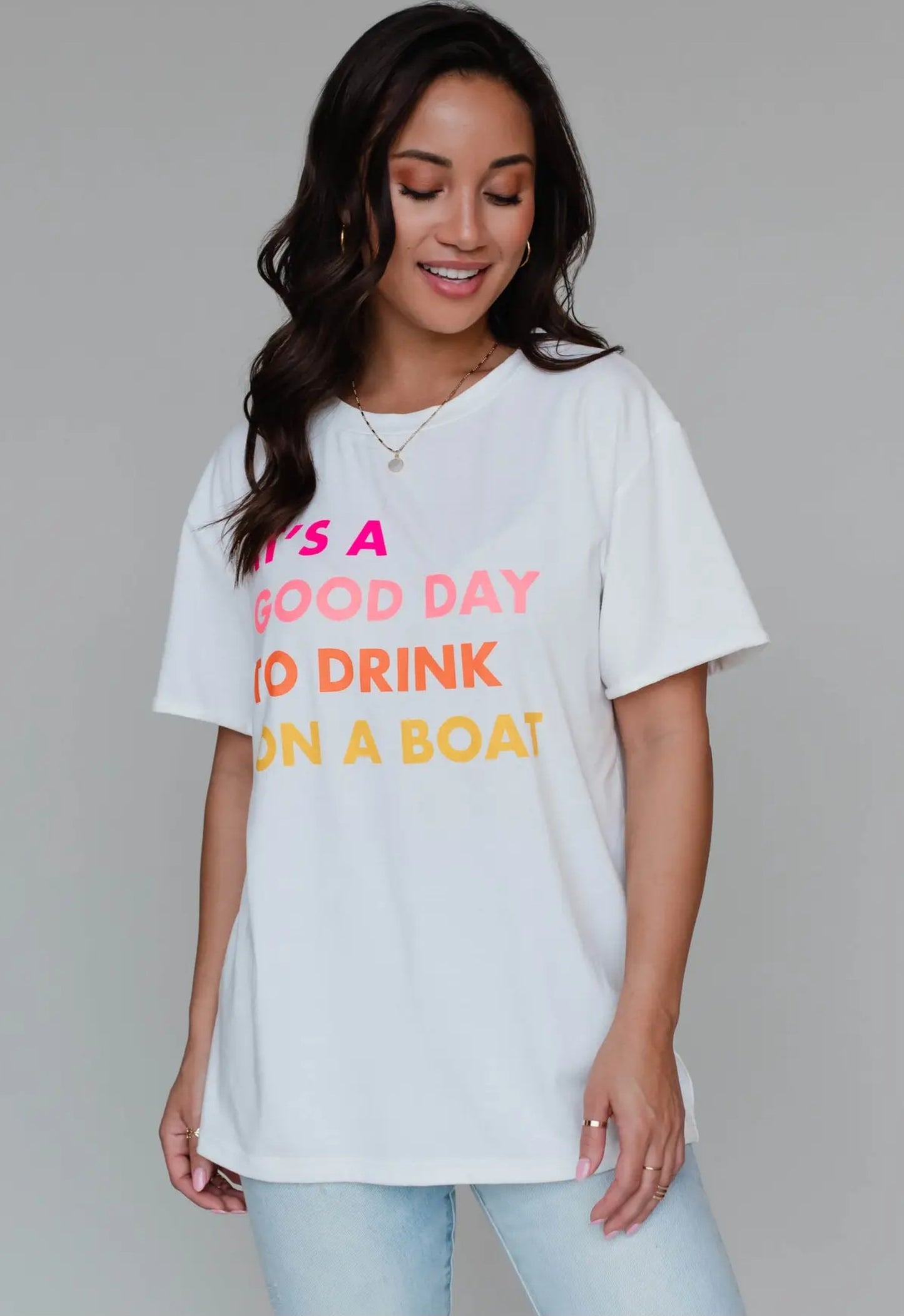 White Drink On A Boat Tee