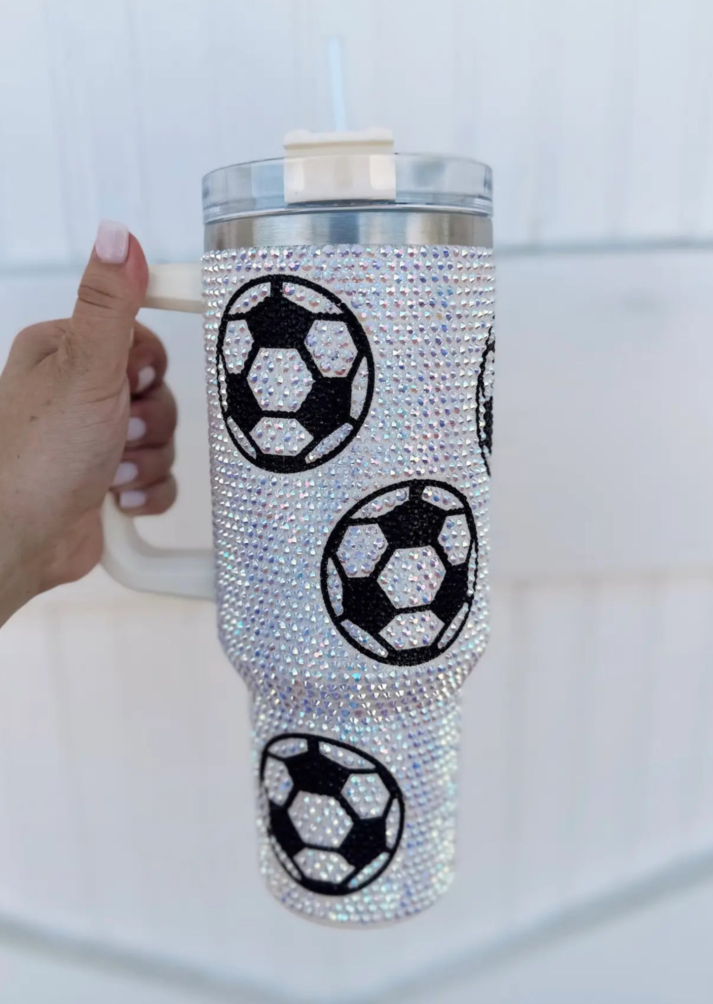 Rhinestone Soccer Tumbler