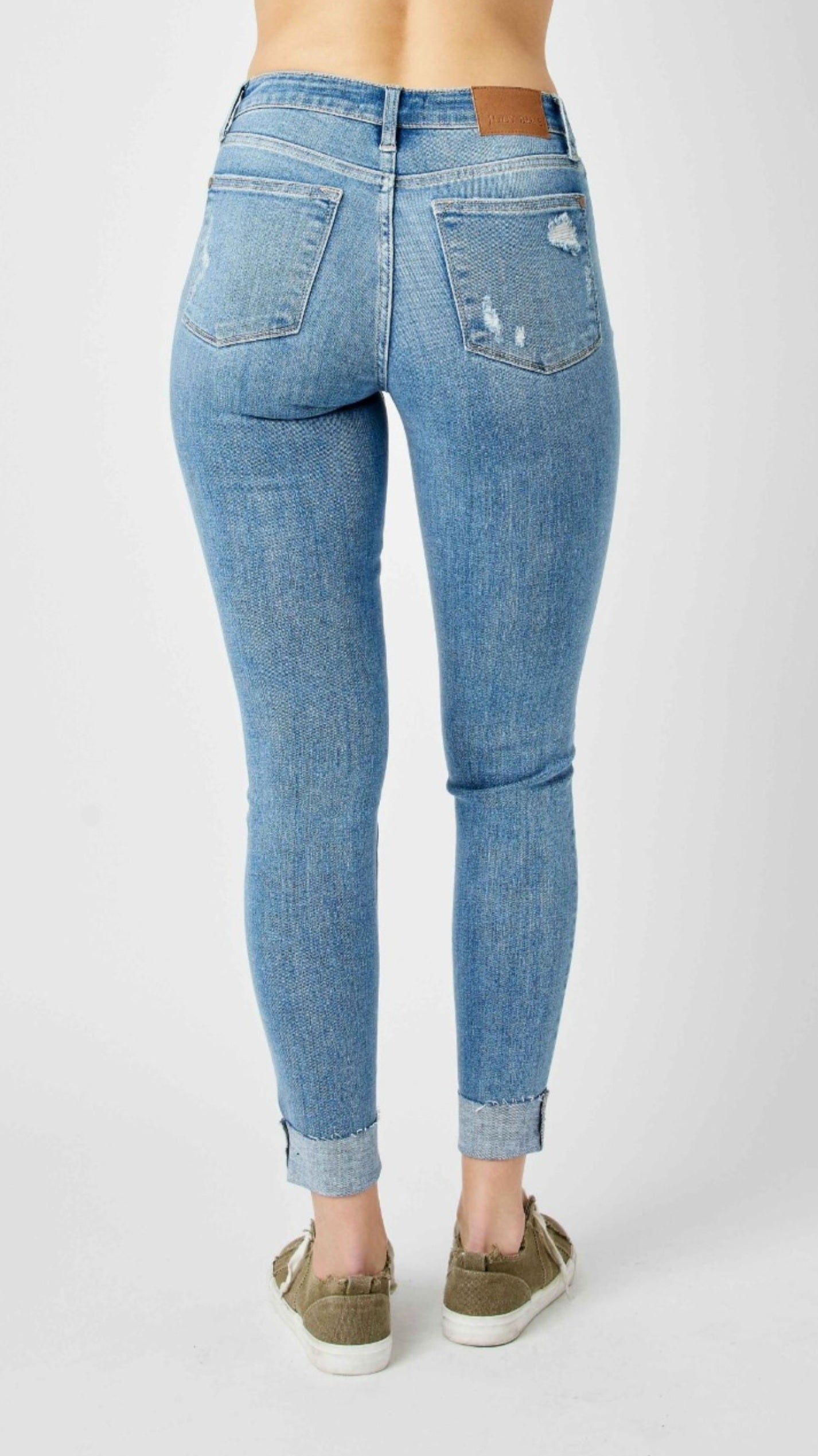 Judy Blue Midrise Destroy & Cuff Skinny