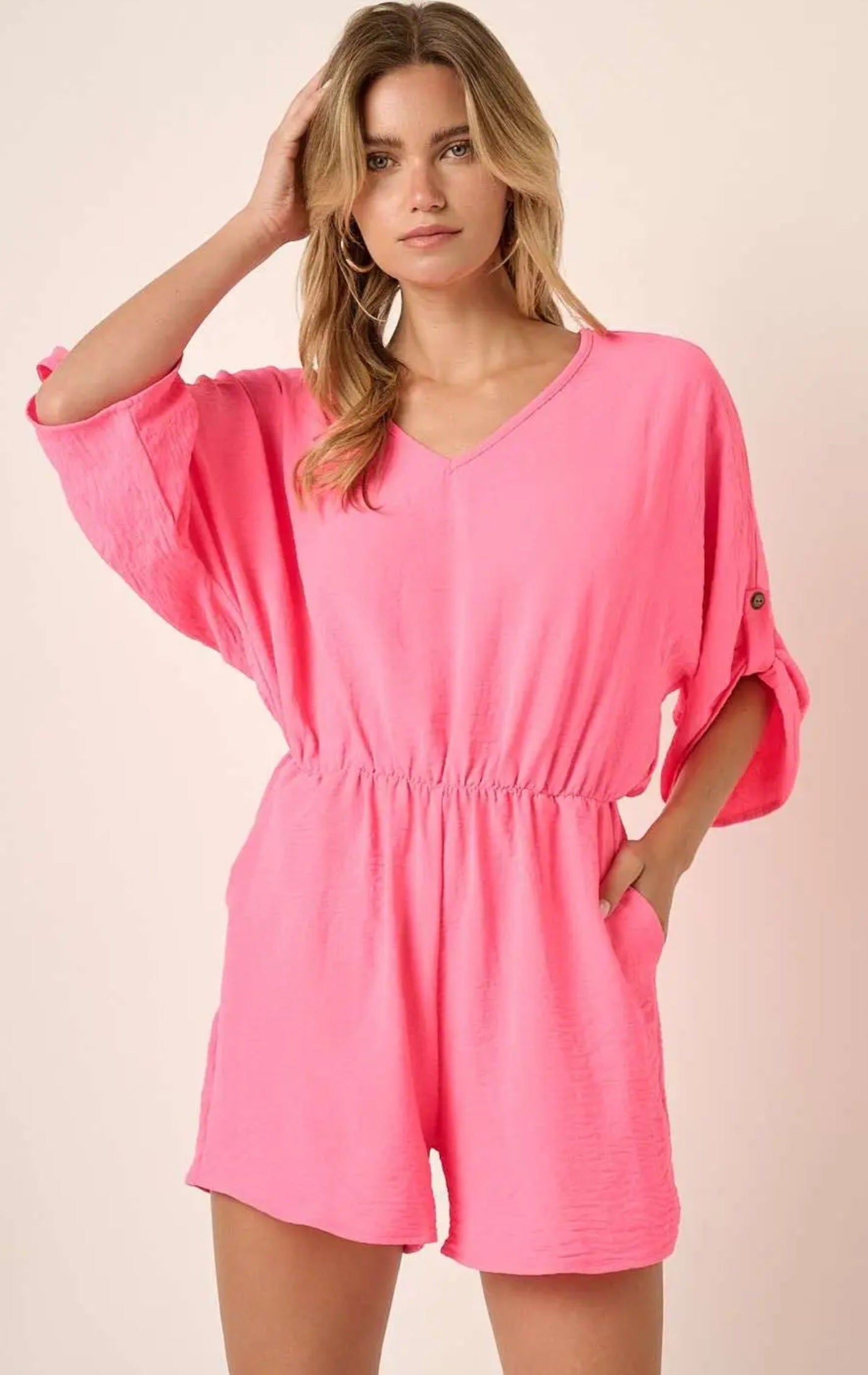 V Neck Airflow Rompers