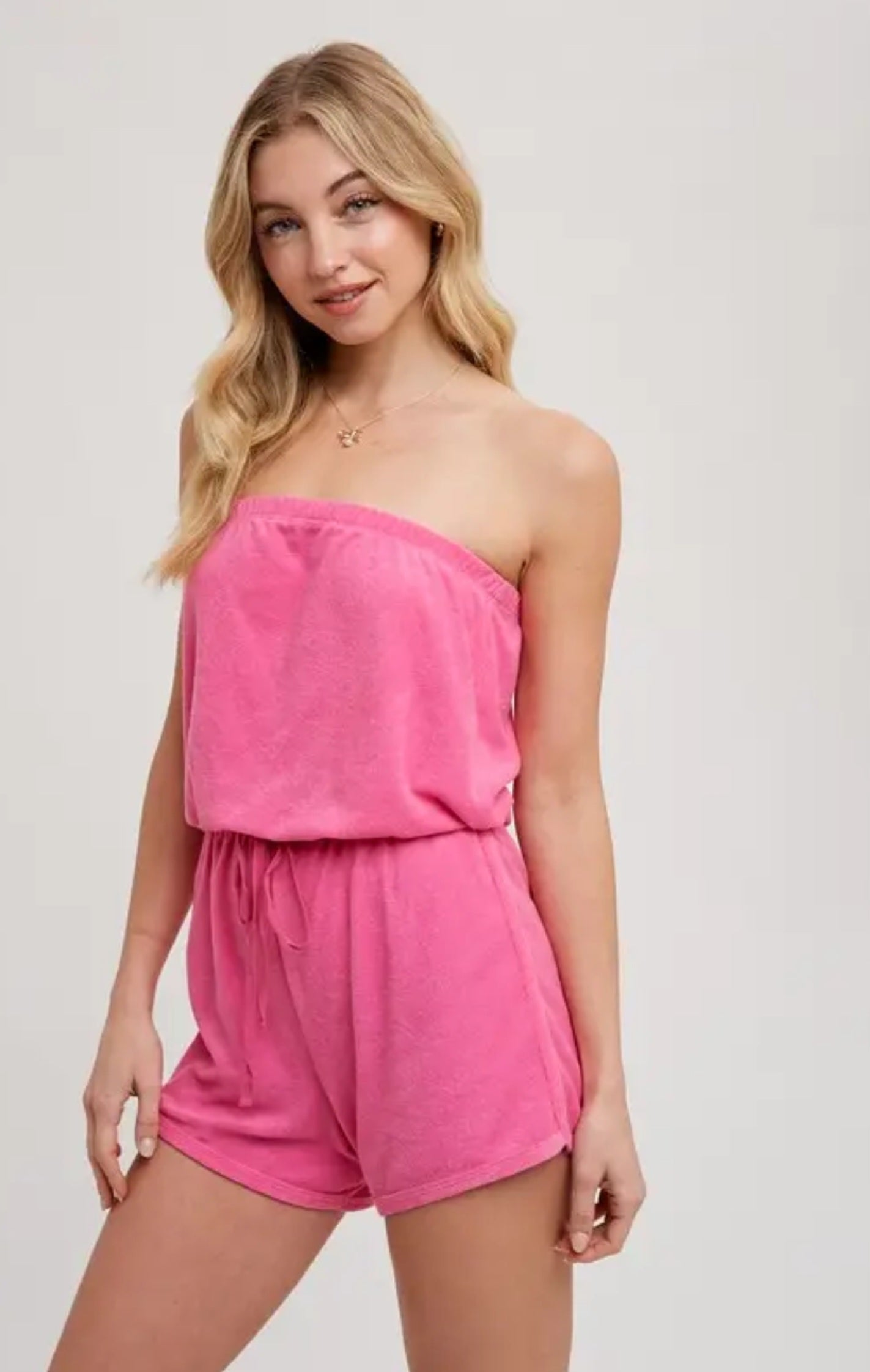 Strapless Knit Drawstring Romper