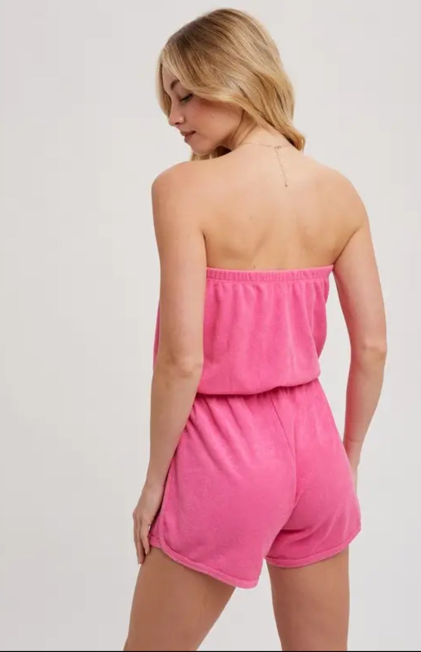 Strapless Knit Drawstring Romper