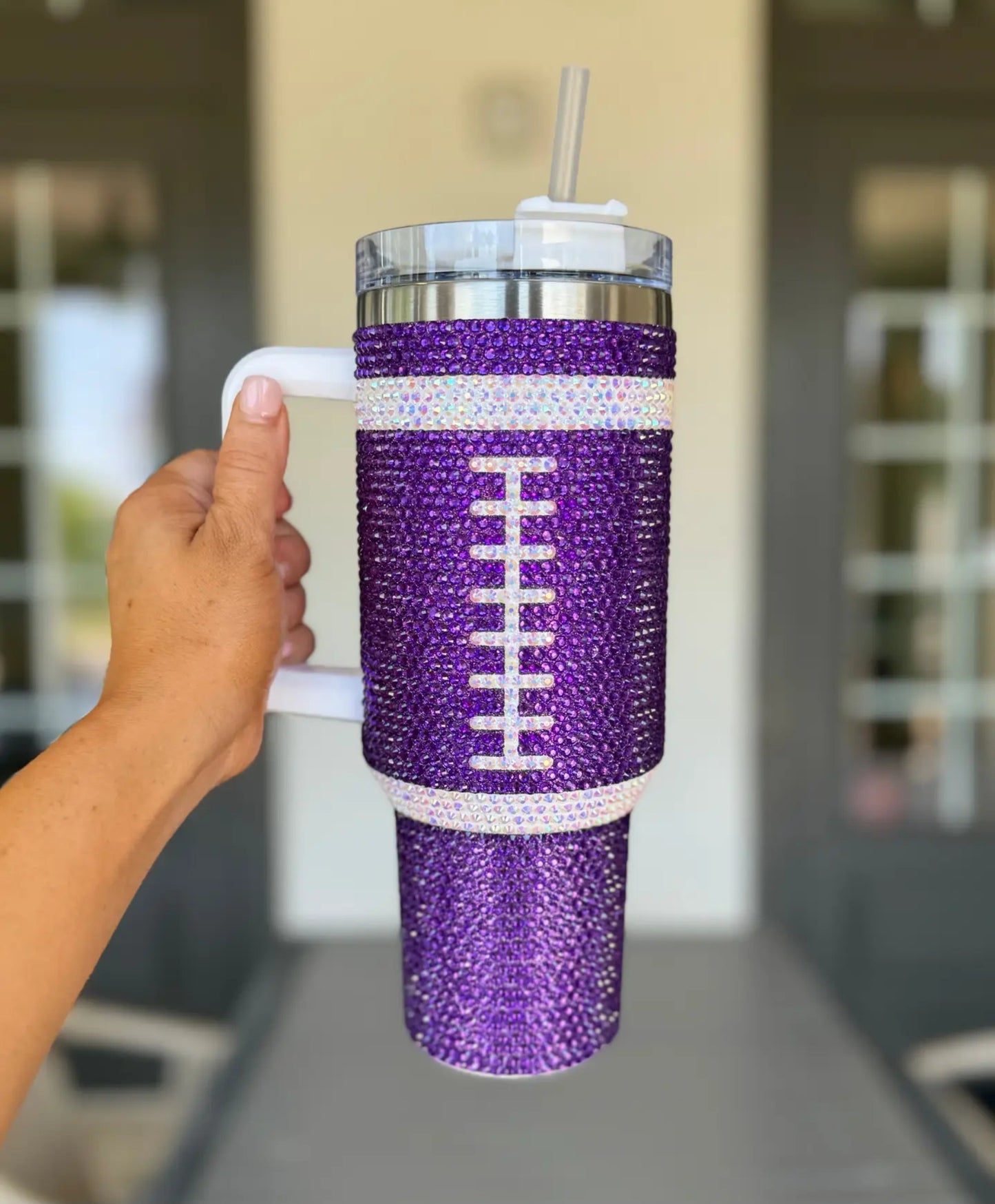 Football Rhinestone Tumblers