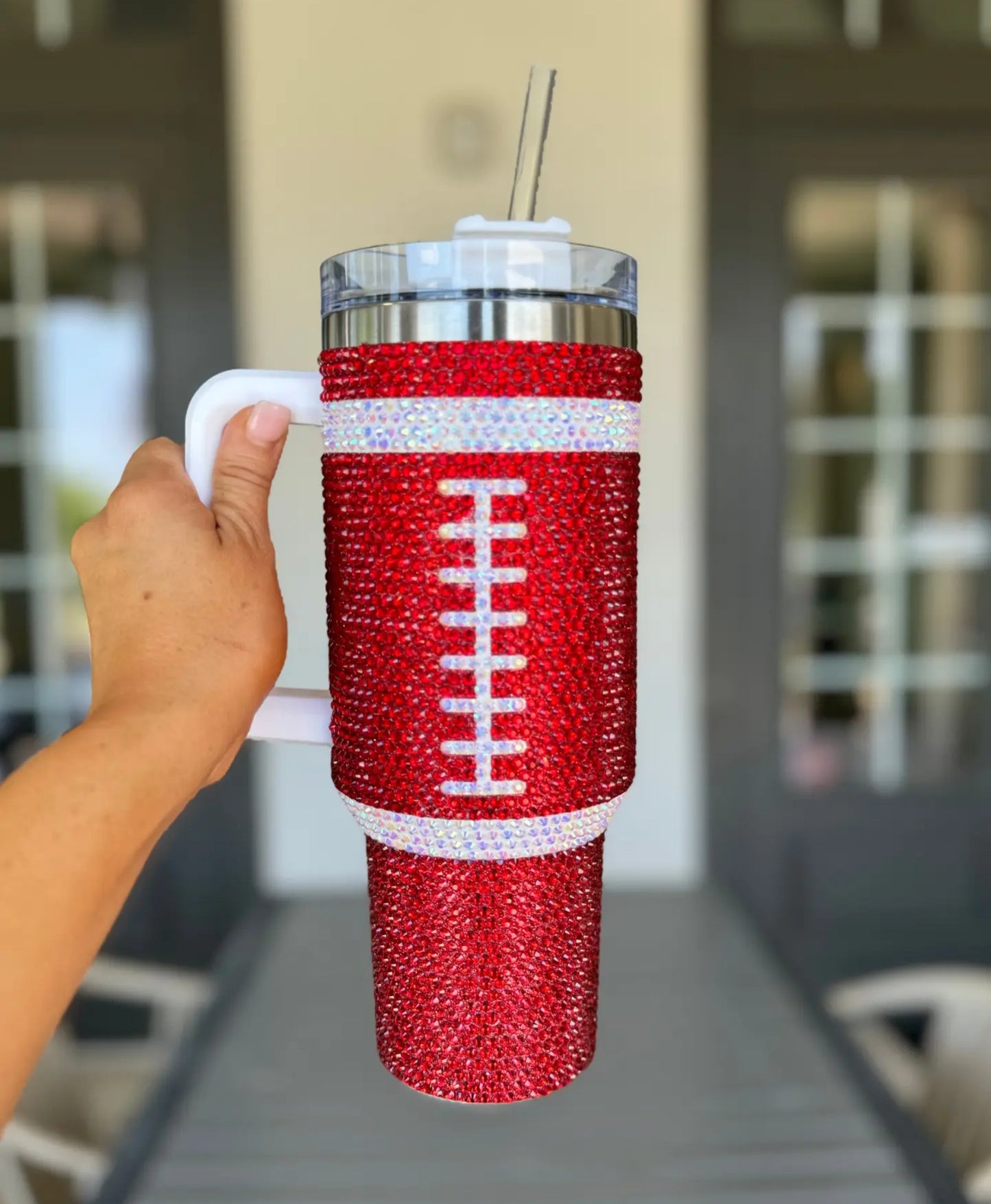 Football Rhinestone Tumblers