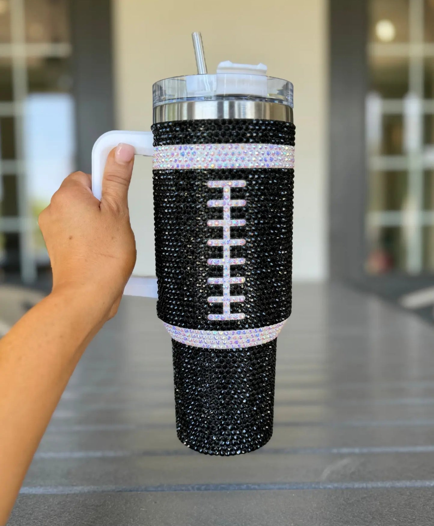 Football Rhinestone Tumblers