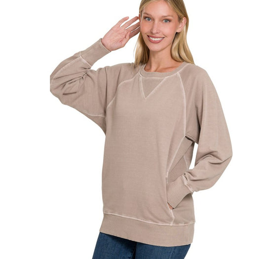 Ash Mocha French Pullover With Pockets