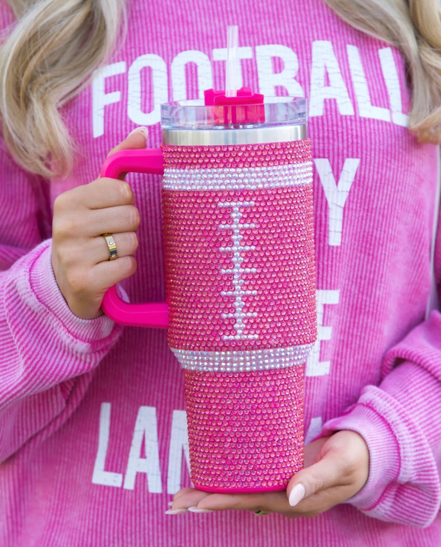 Football Rhinestone Tumblers