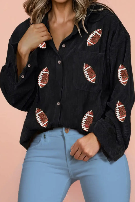 Sequin Football Corduroy Shacket