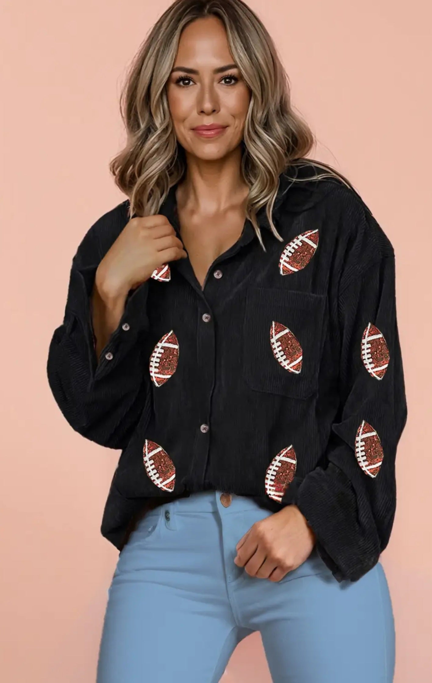 Sequin Football Corduroy Shacket