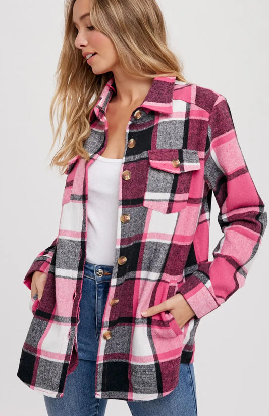 Pink Flannel Plaid Shacket