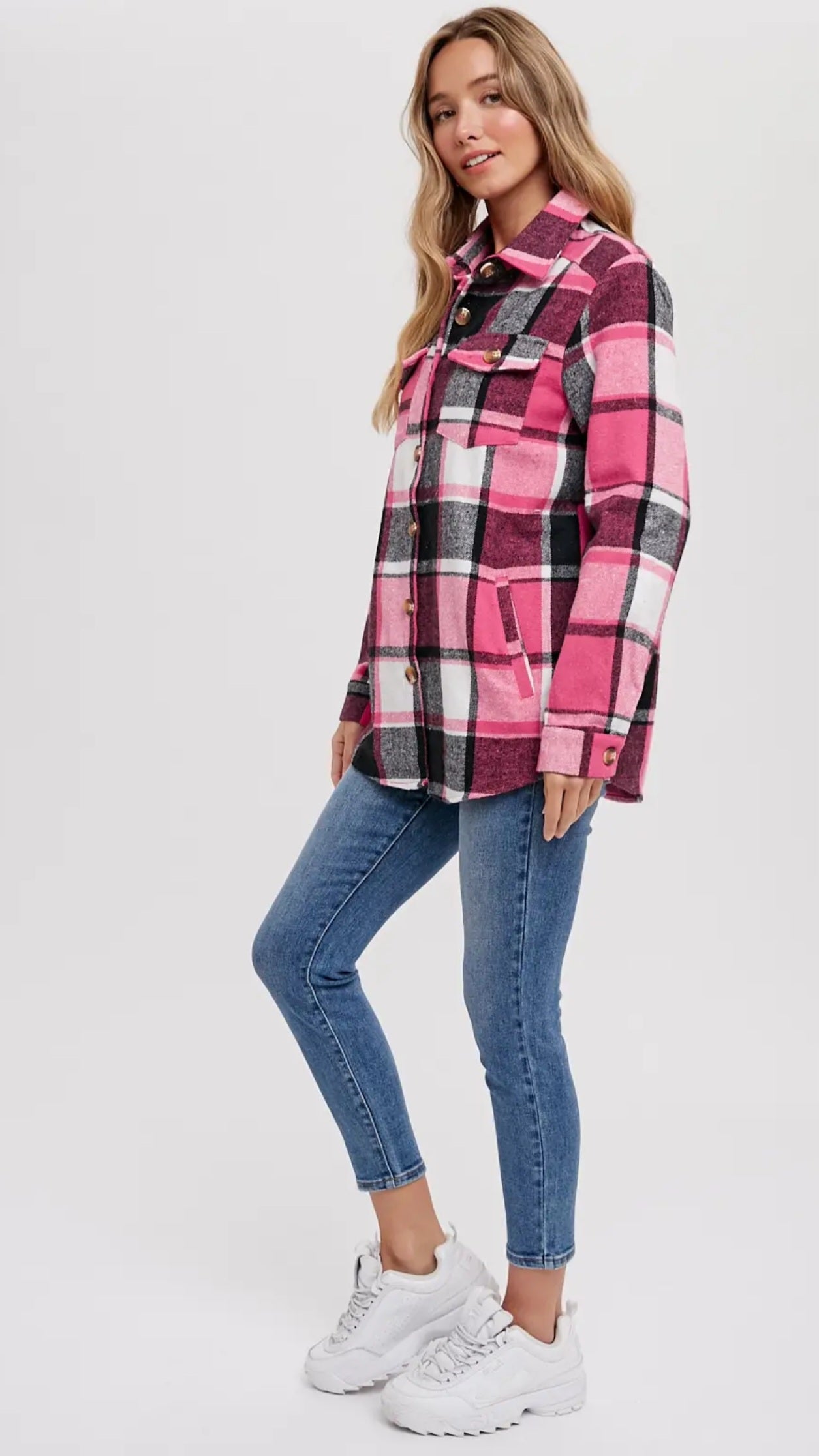 Pink Flannel Plaid Shacket