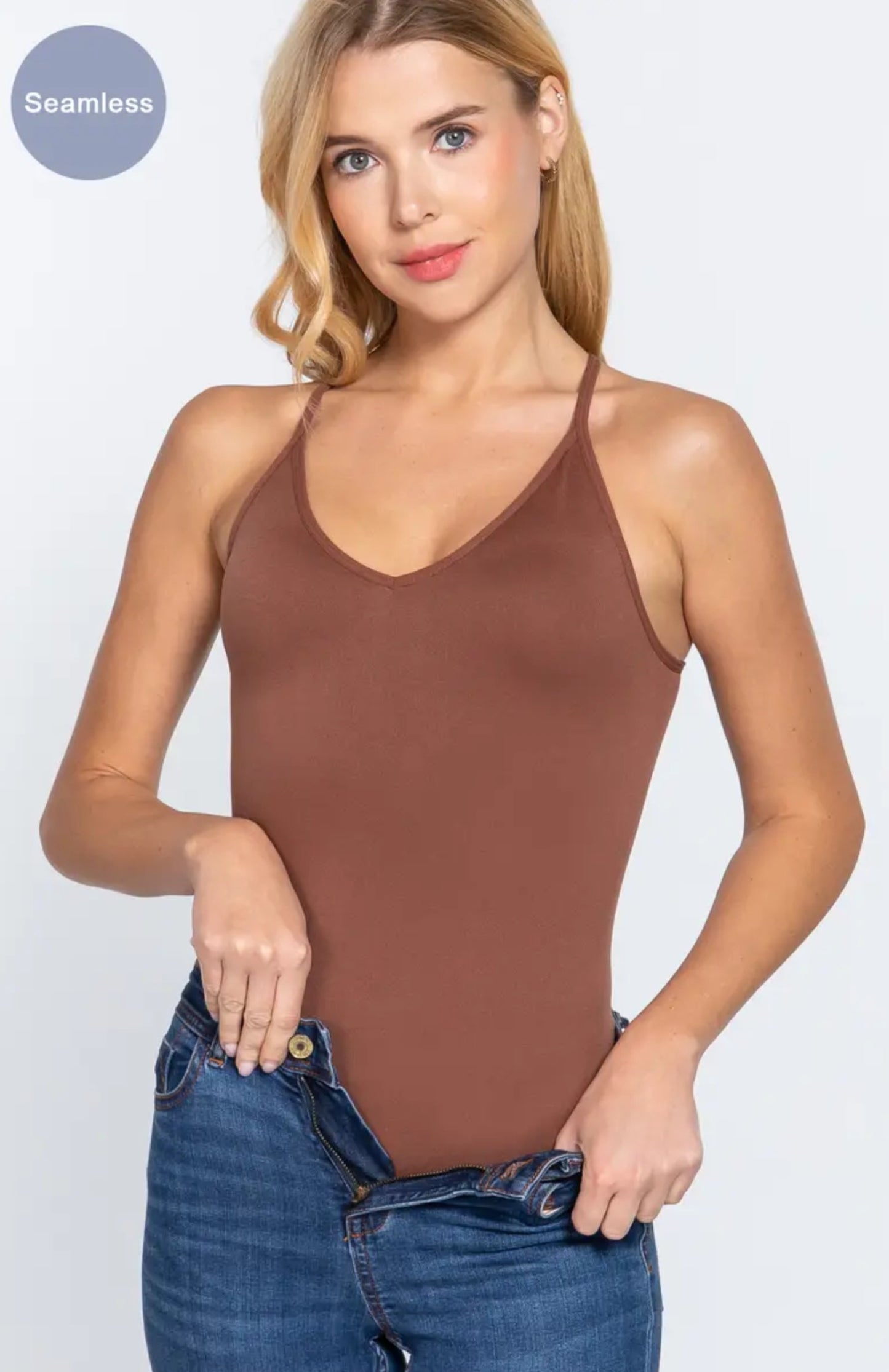 Truffle V-neck Seamless Cami Bodysuit